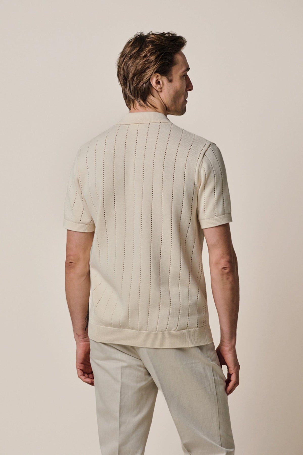 Off-white katoen rib polo