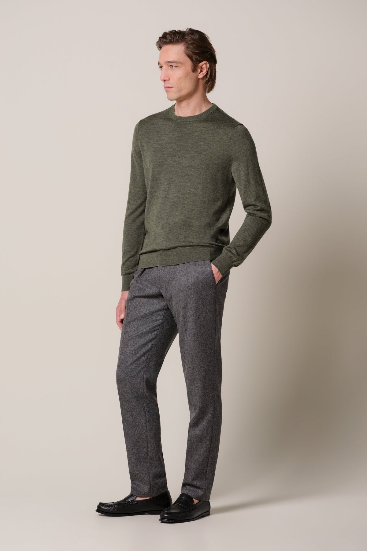 Groene merino crewneck