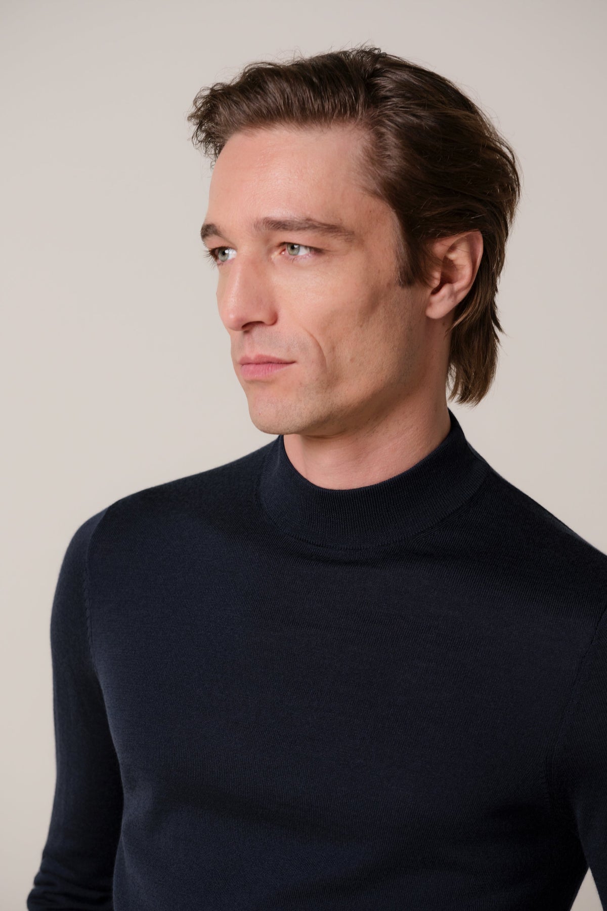 Navy merino mockneck