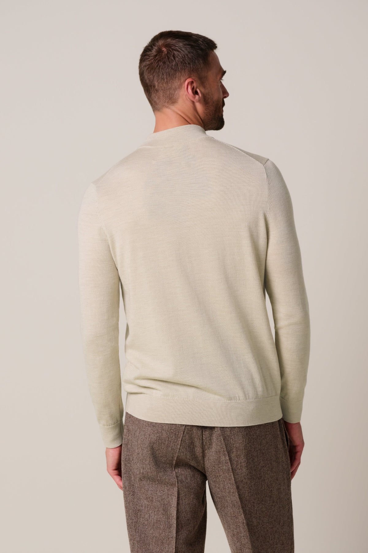 Beige merino mockneck