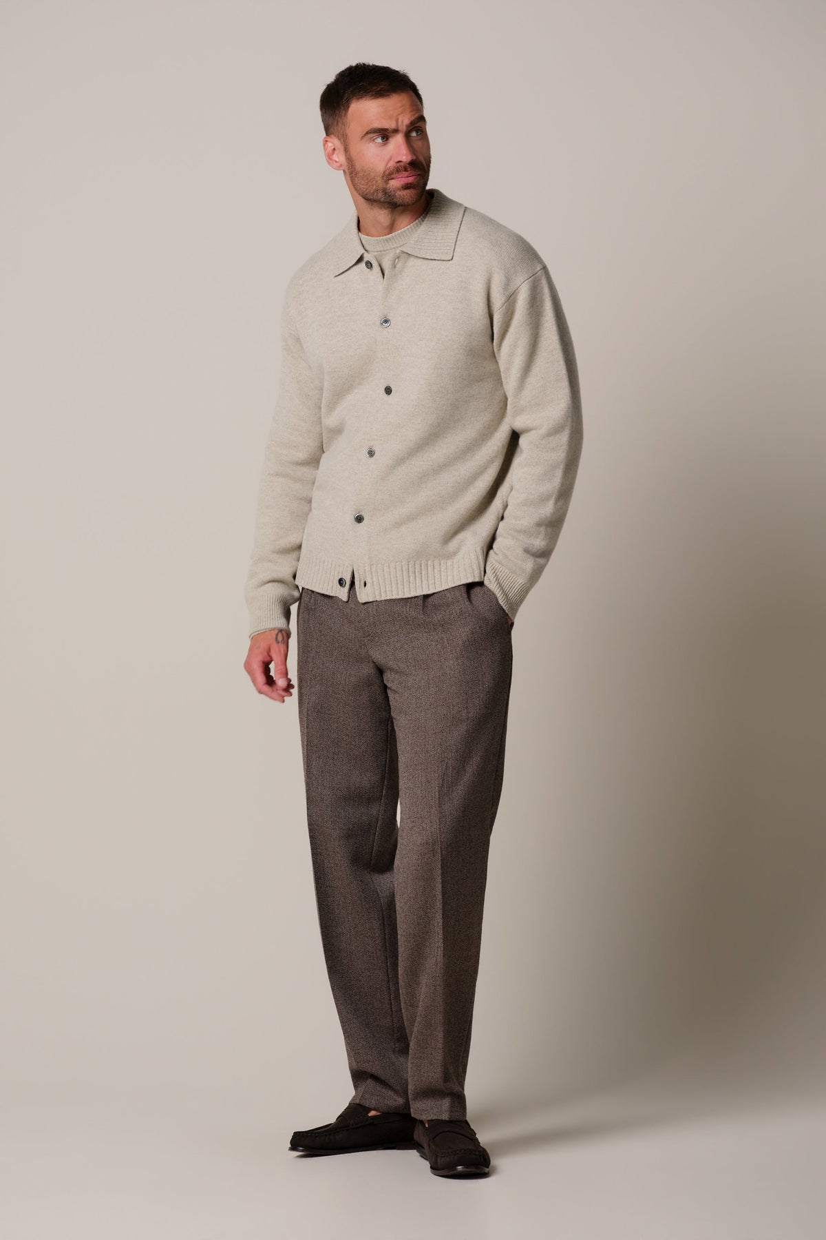 Beige soft wollen cardigan