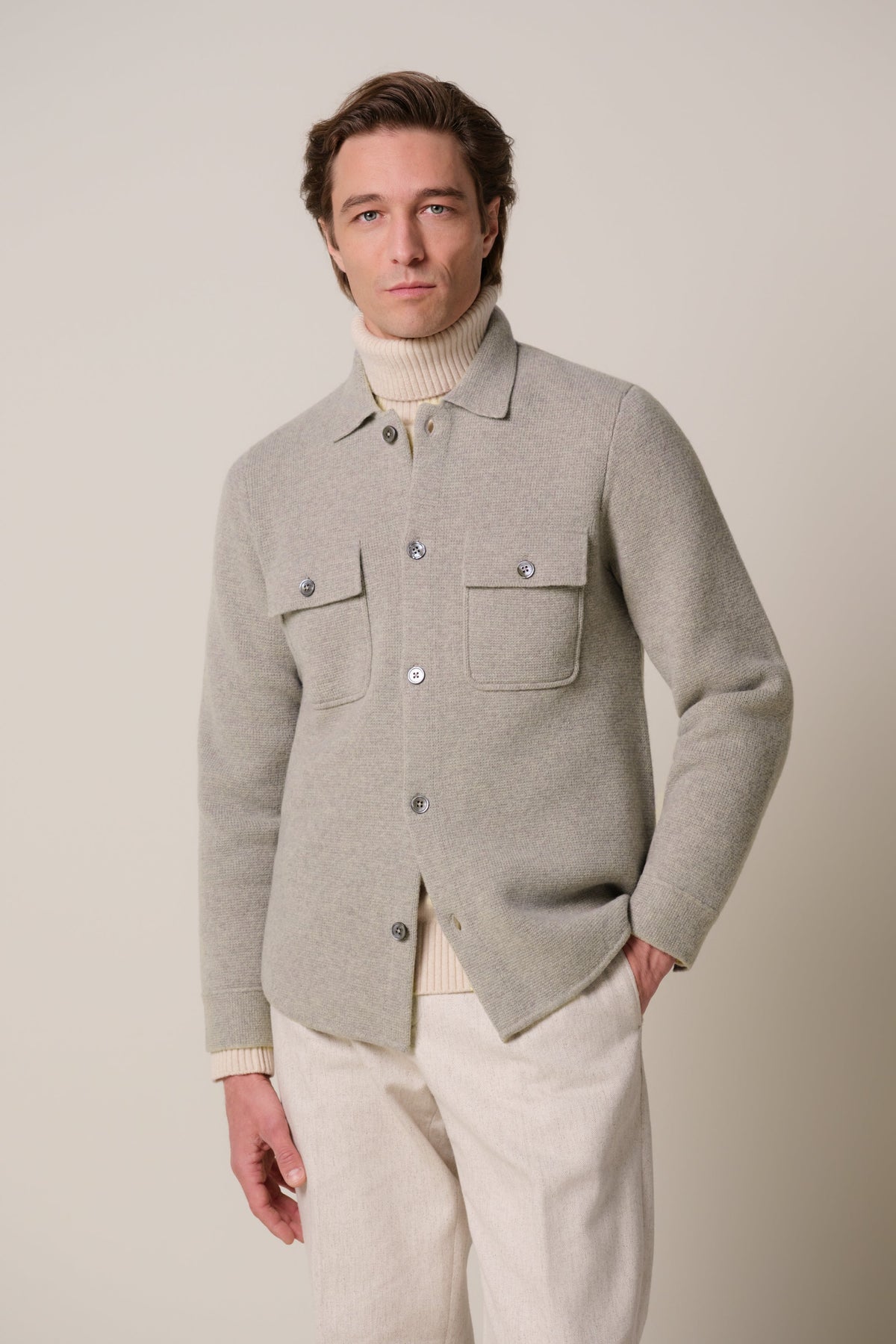 Grijs merino wollen overshirt