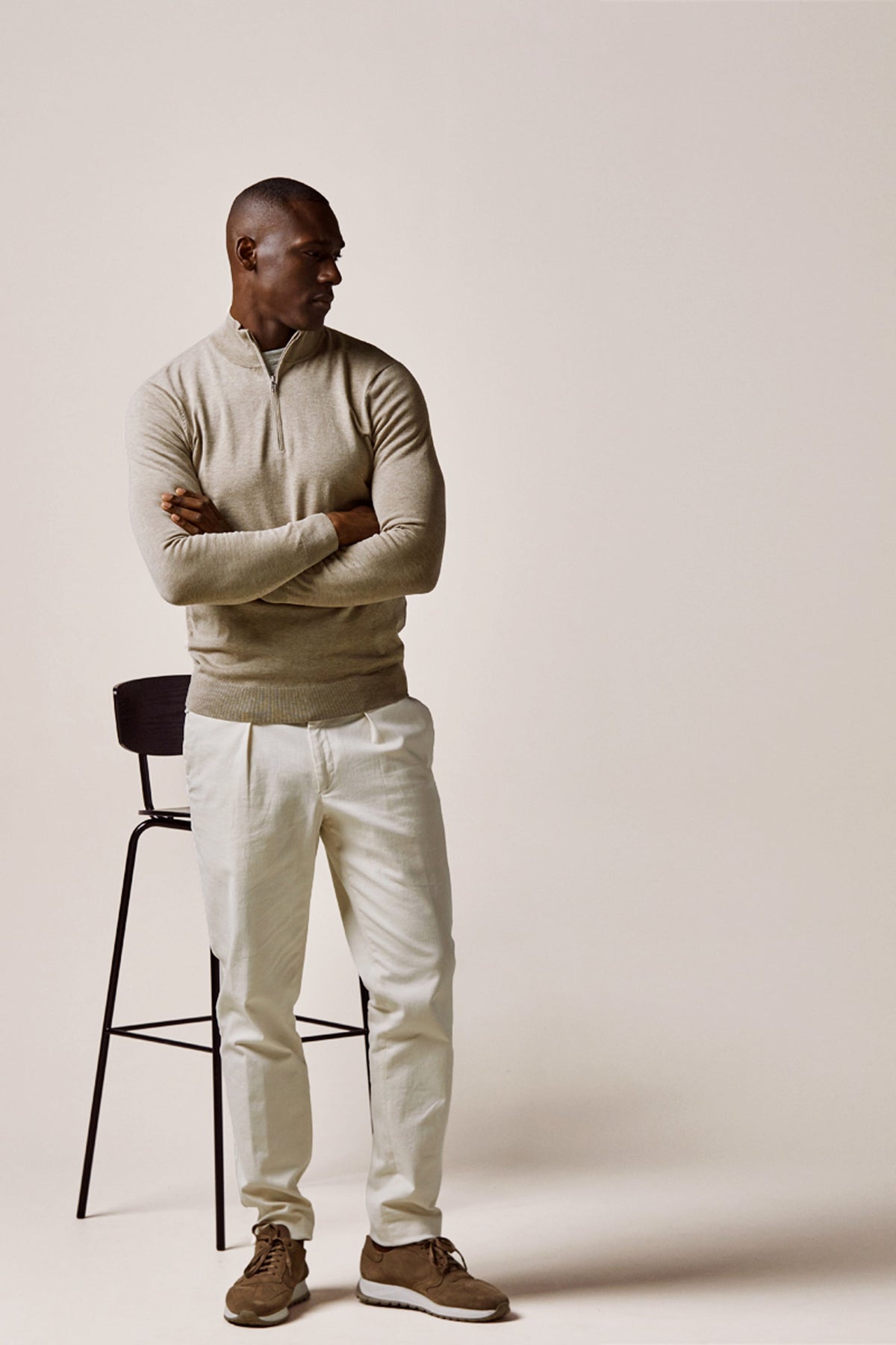 Beige Luxury Basic half zip