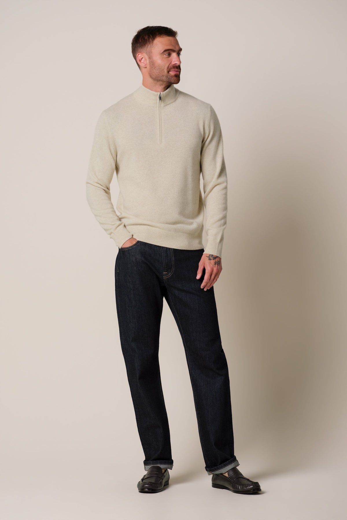 Zand cashmere half zip