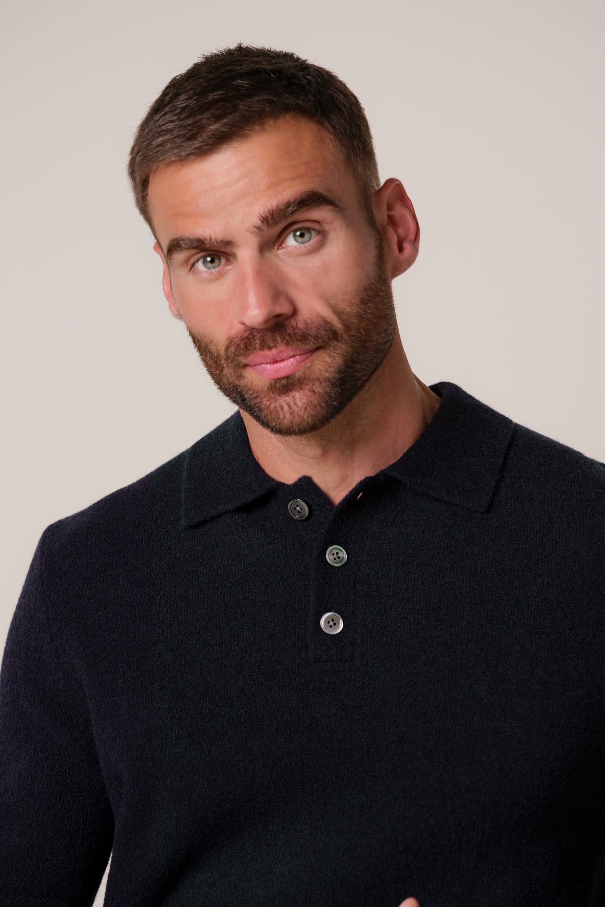 Navy boiled wollen polo
