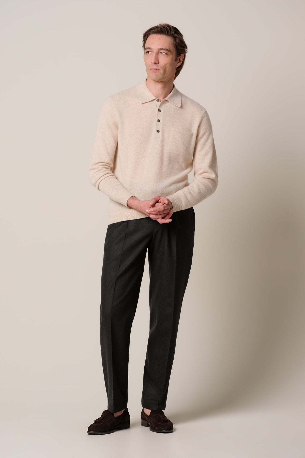 Donkerbruine melton wollen broek