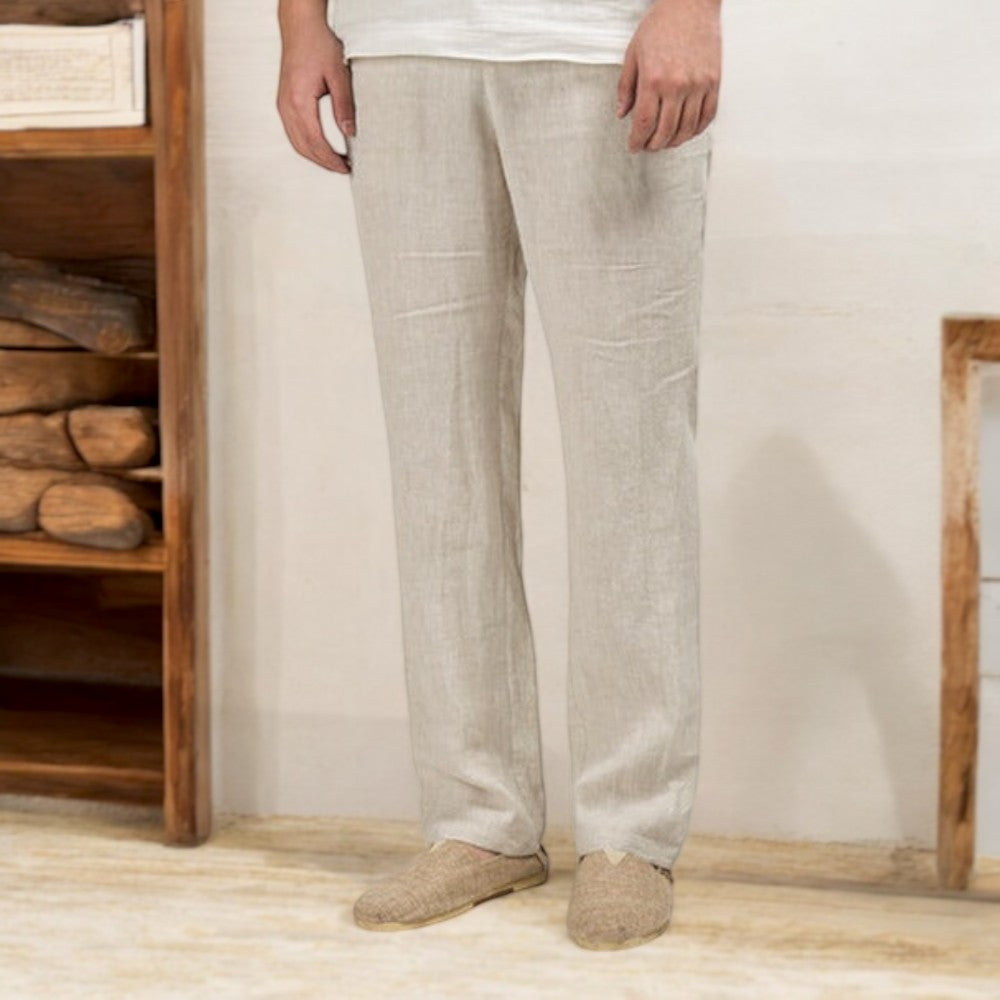 Beige Linen Trousers for Men