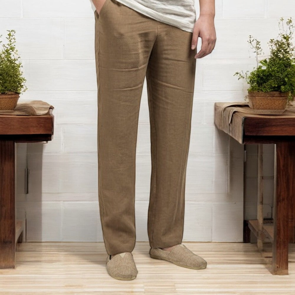 Brown Linen Trousers for Men