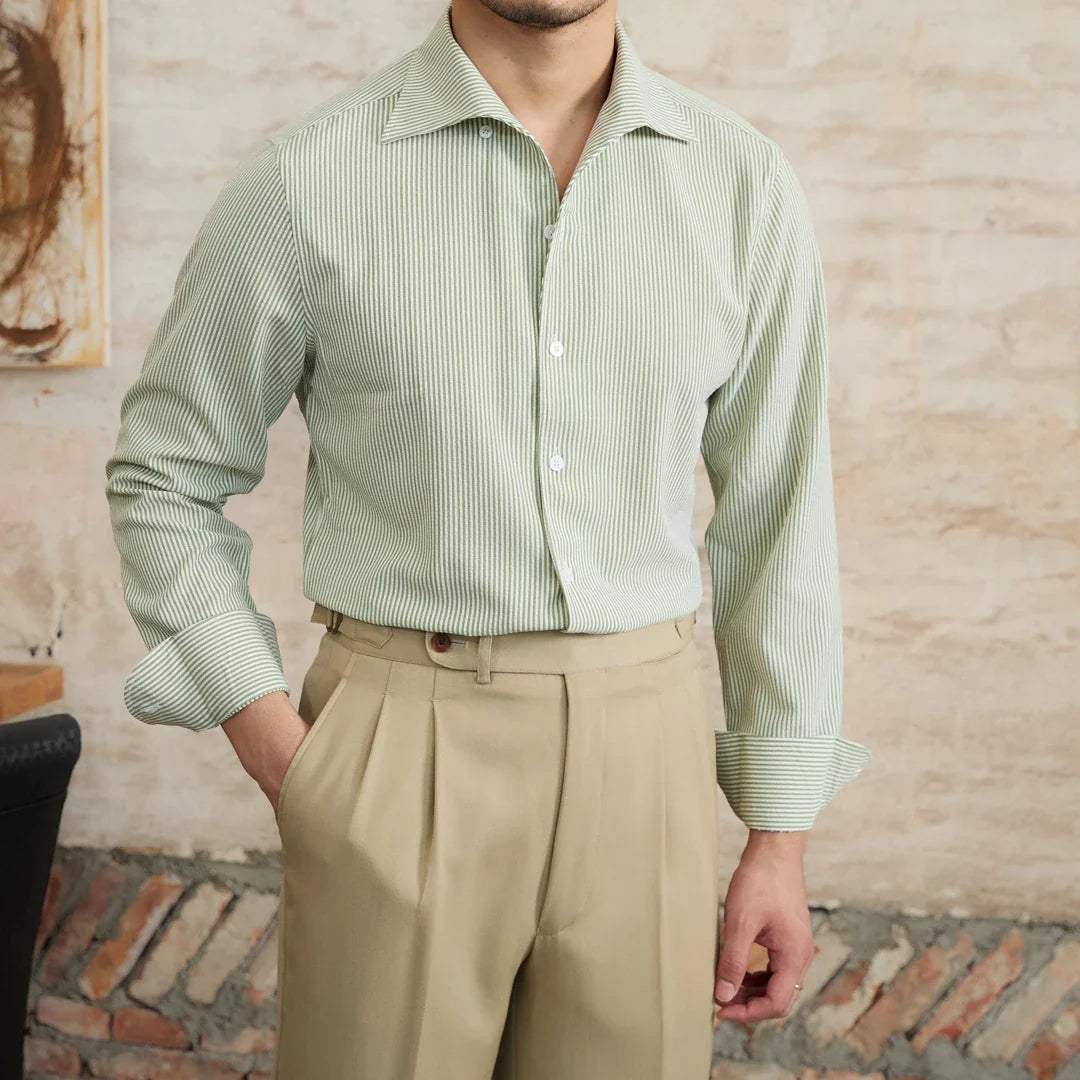 Green Striped Men's Shirt