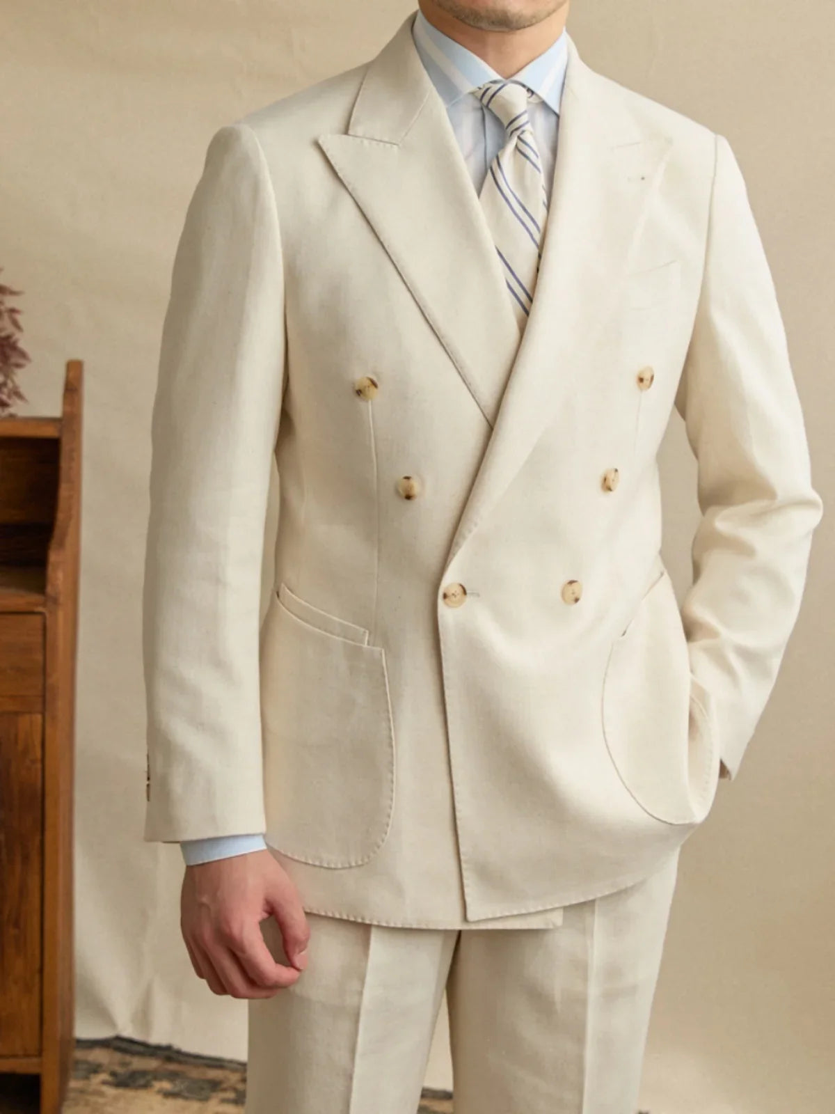 Beige Linen Blazer