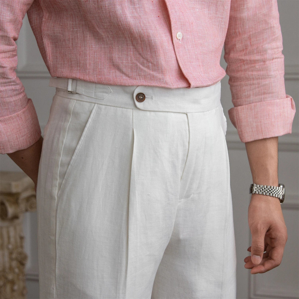 Men’s Pleated Linen Trousers