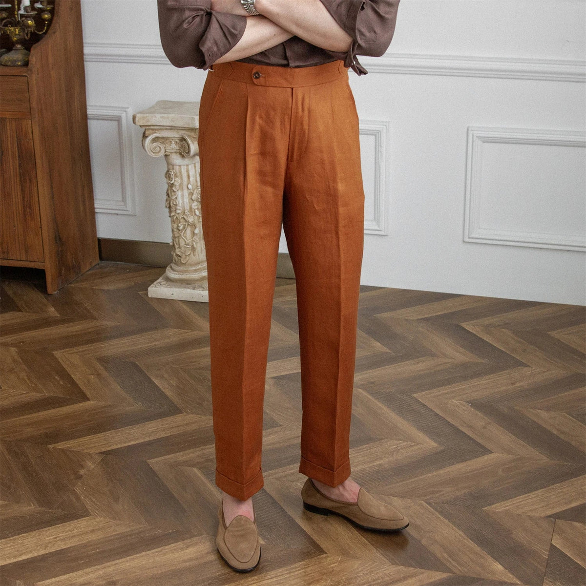 Men’s Pleated Linen Trousers