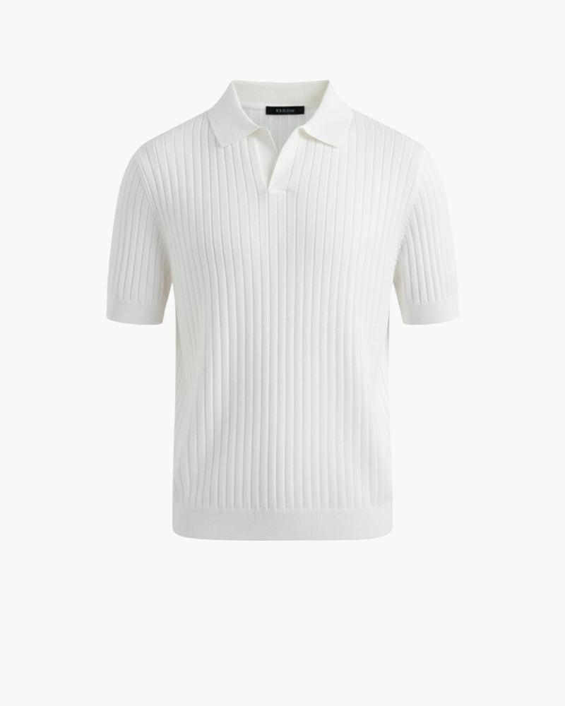 White Knitted Polo Shirt