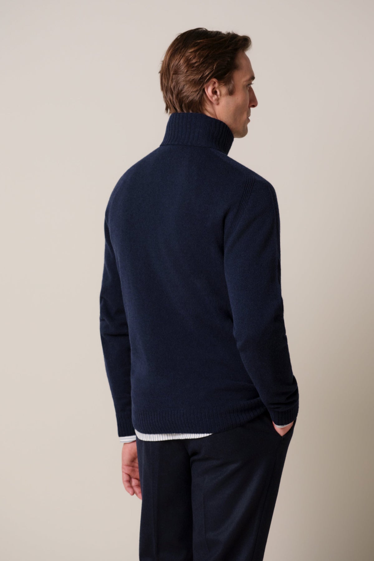 Navy wollen kasjmier coltrui