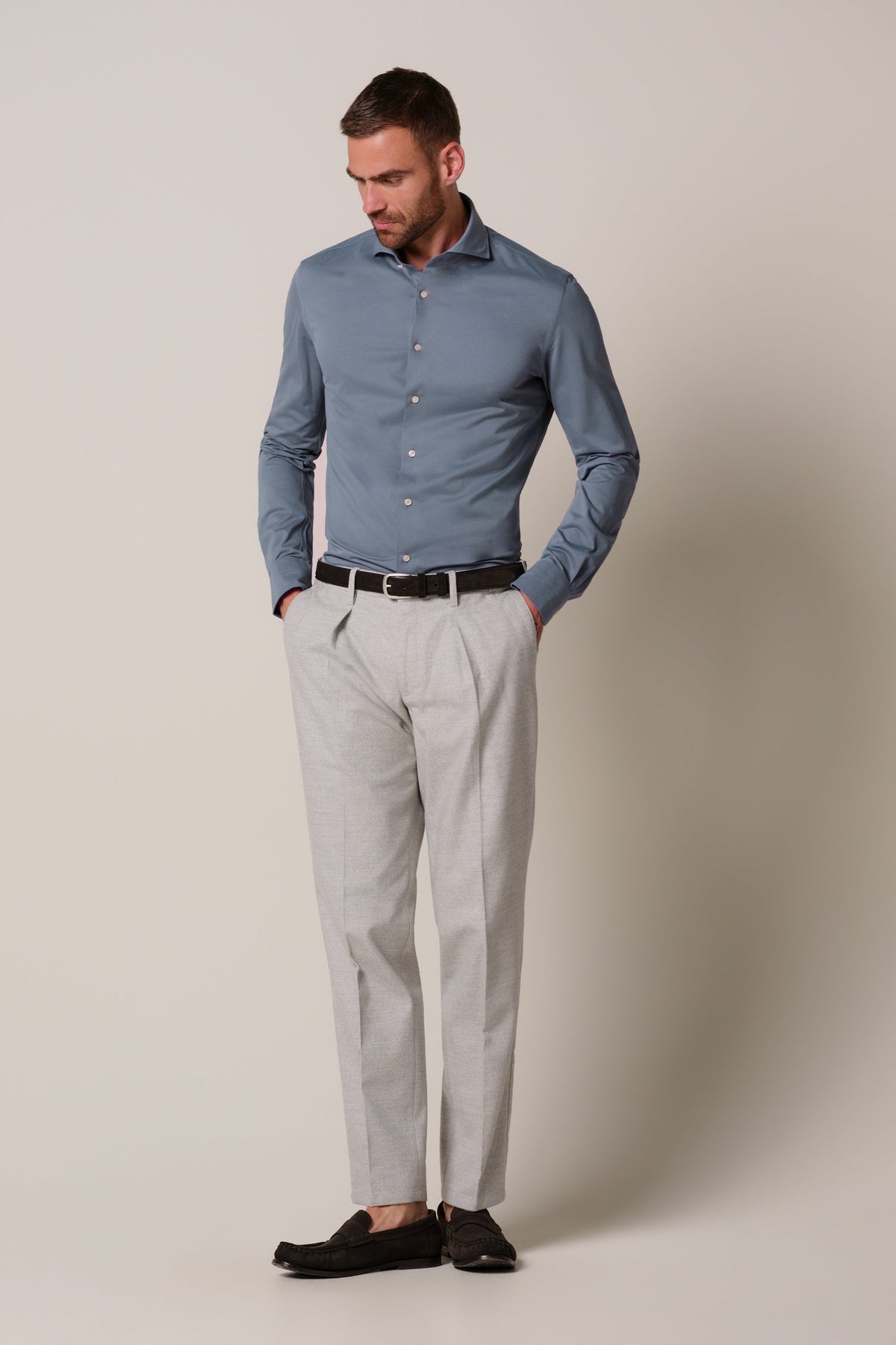Indigo Japanese knitted overhemd