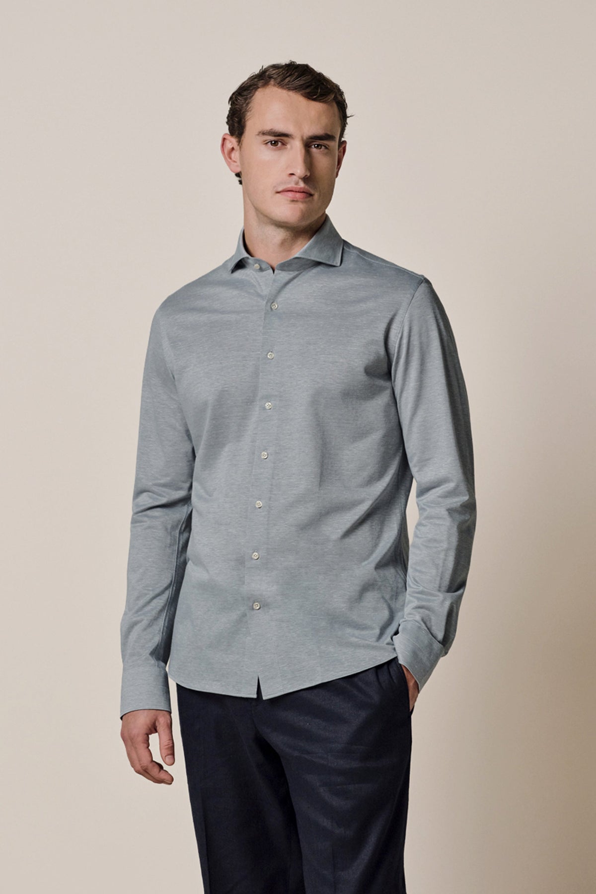 Grijs Japanese knitted overhemd
