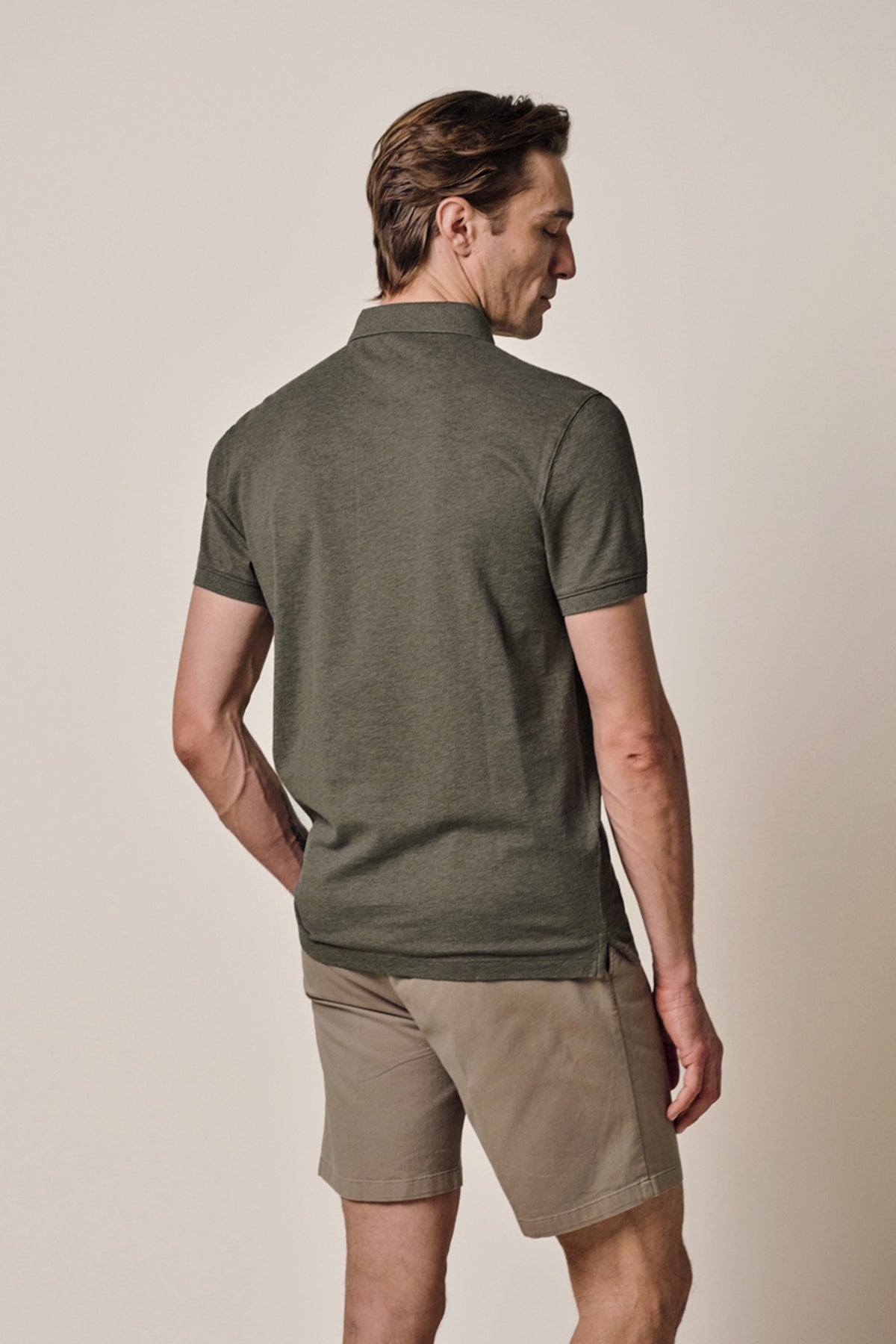 Groen stretch piqué polo