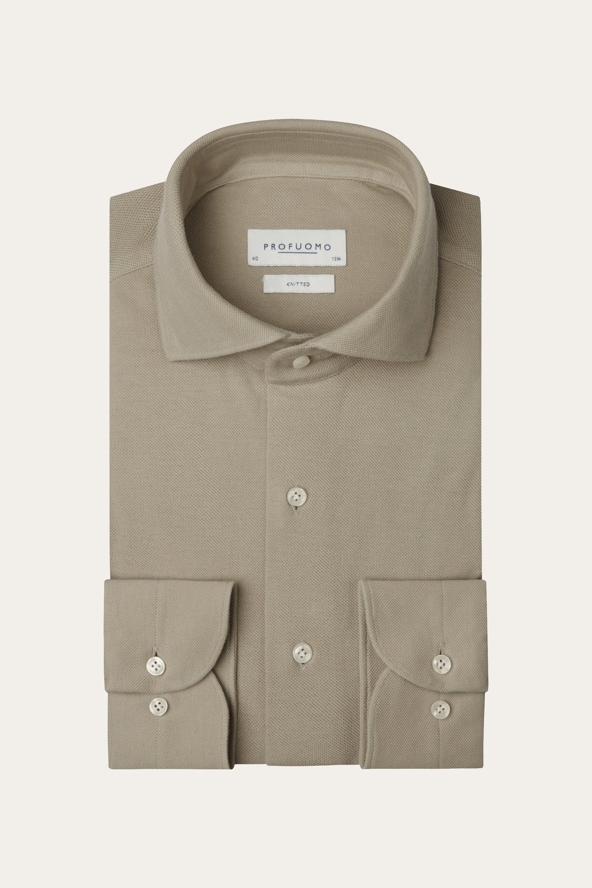 Beige knitted overhemd