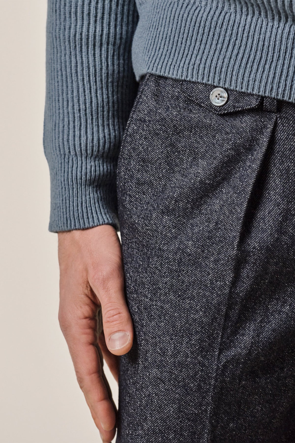 Navy katoen wol chino