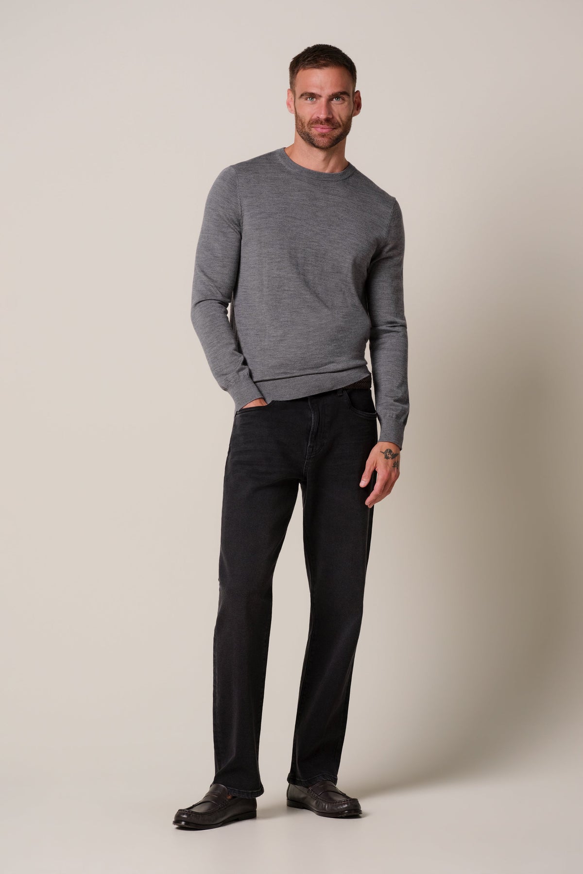 Grijze merino crewneck