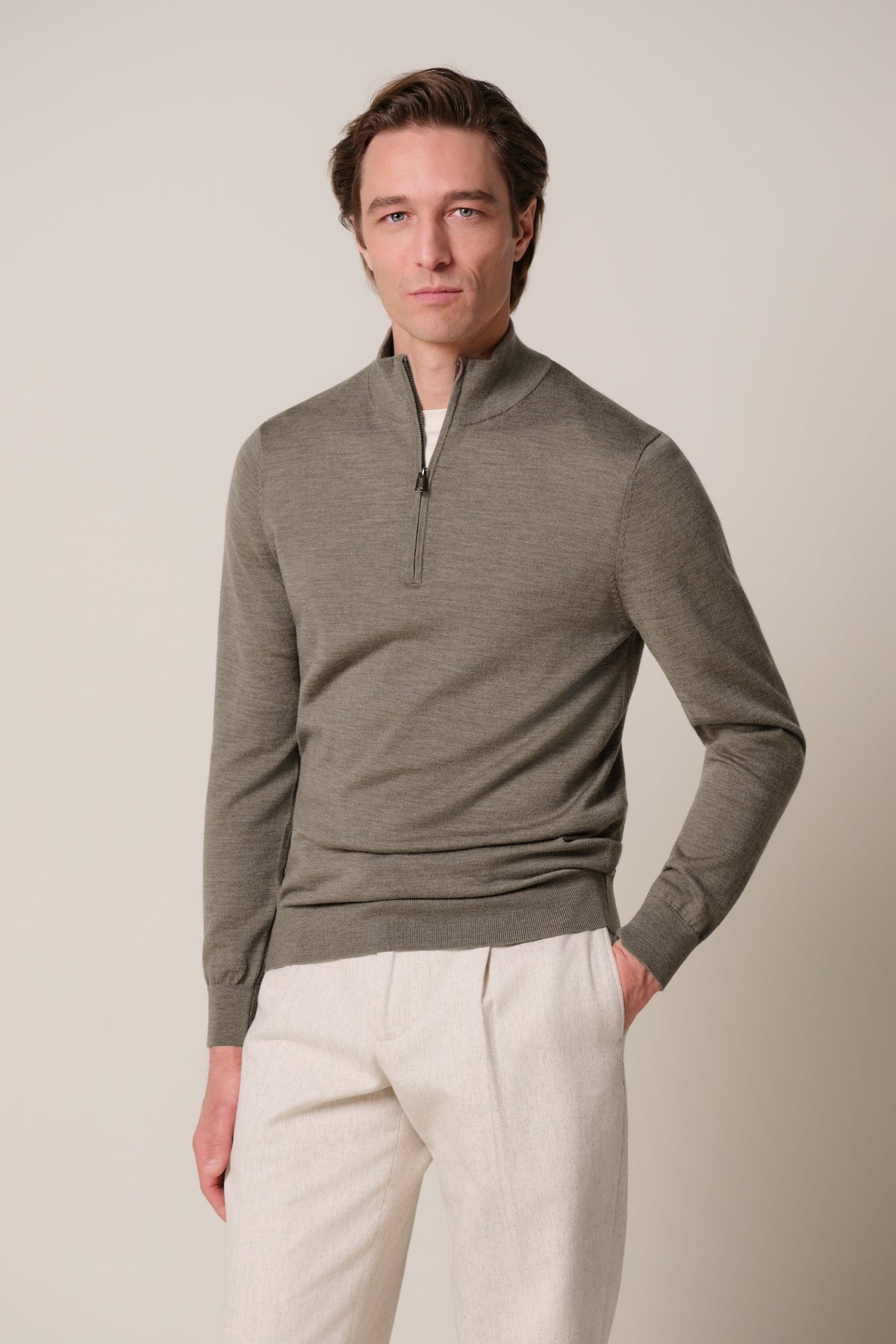 Bruine merino half zip