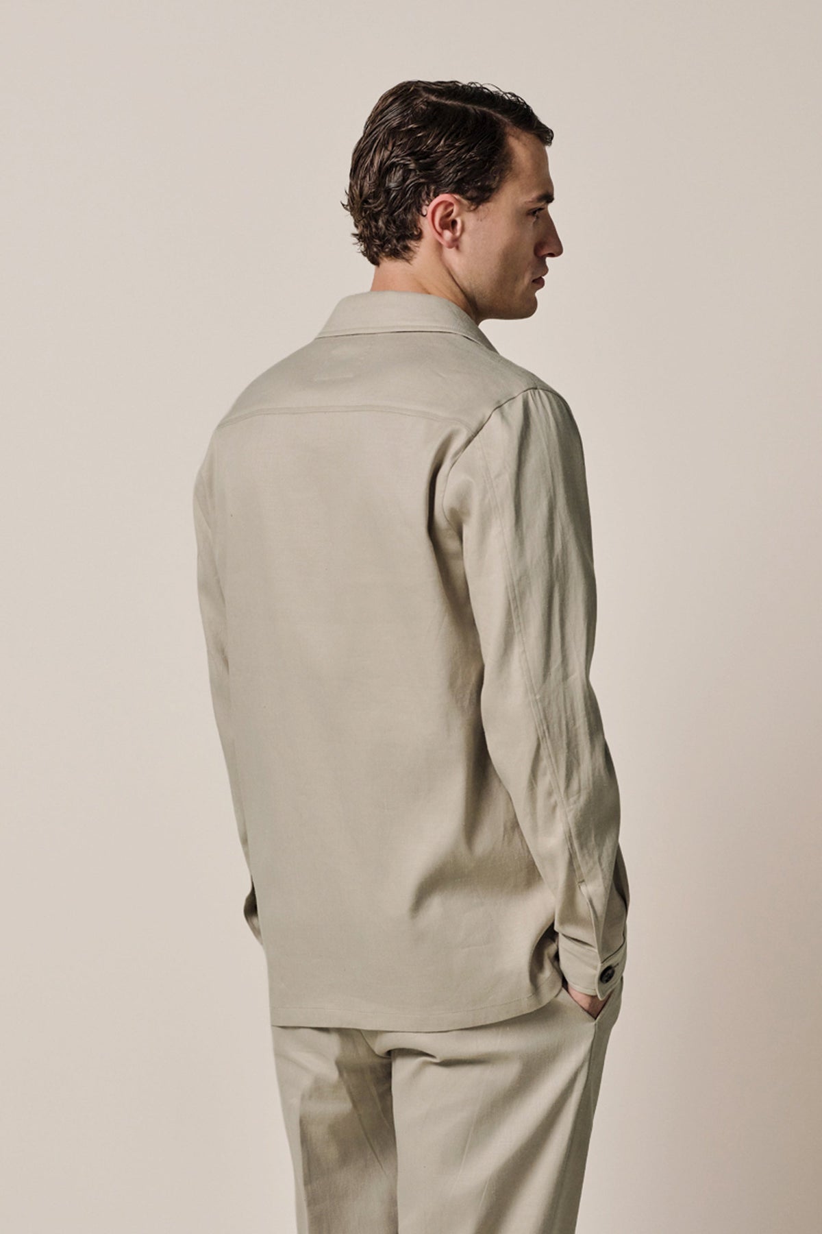 Beige linnen-katoen overshirt