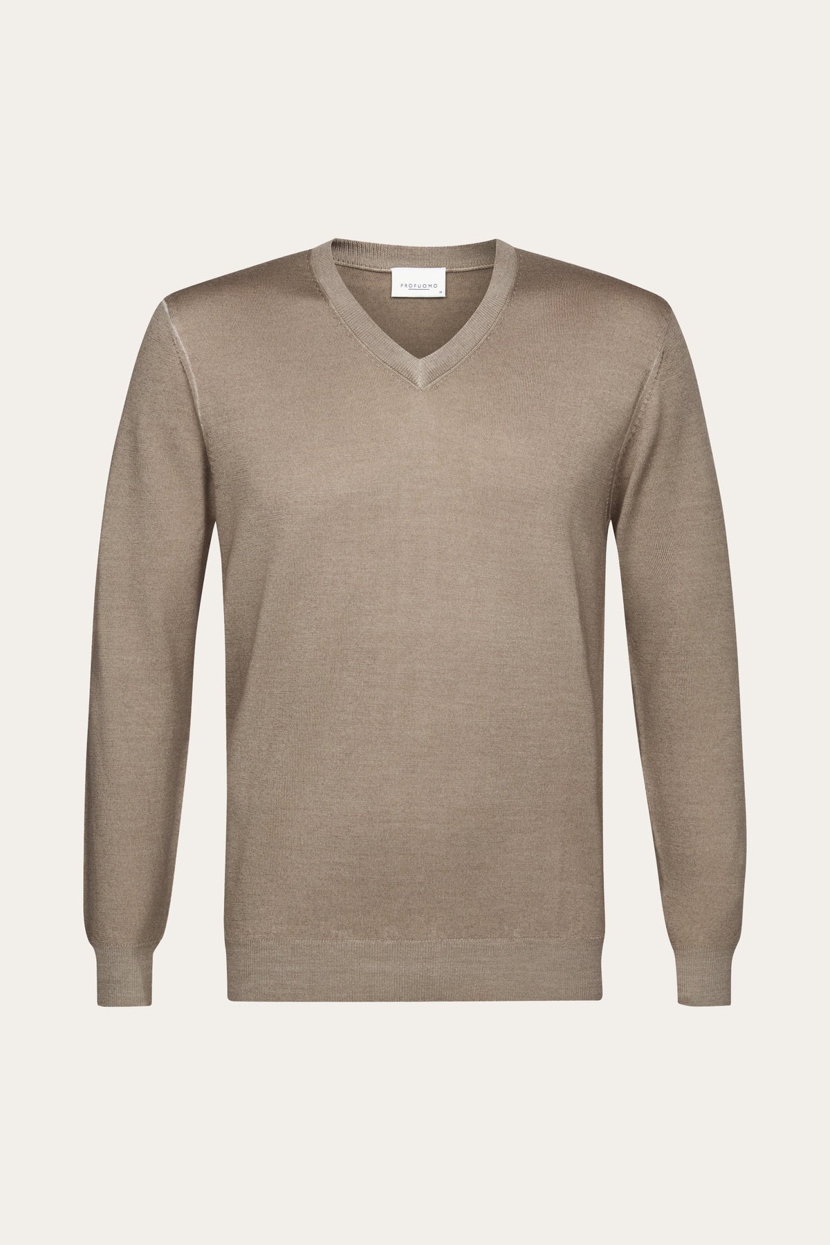 Beige Garment Dye merino V-neck