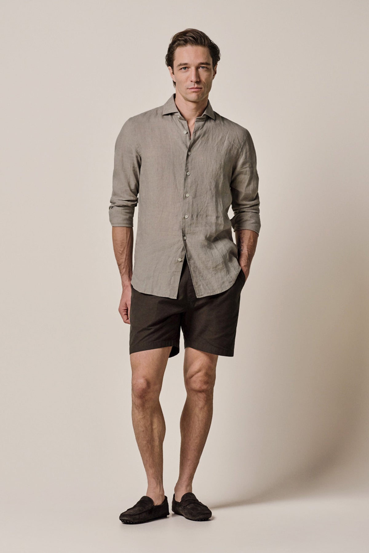Donkerbruine Antique dye shorts