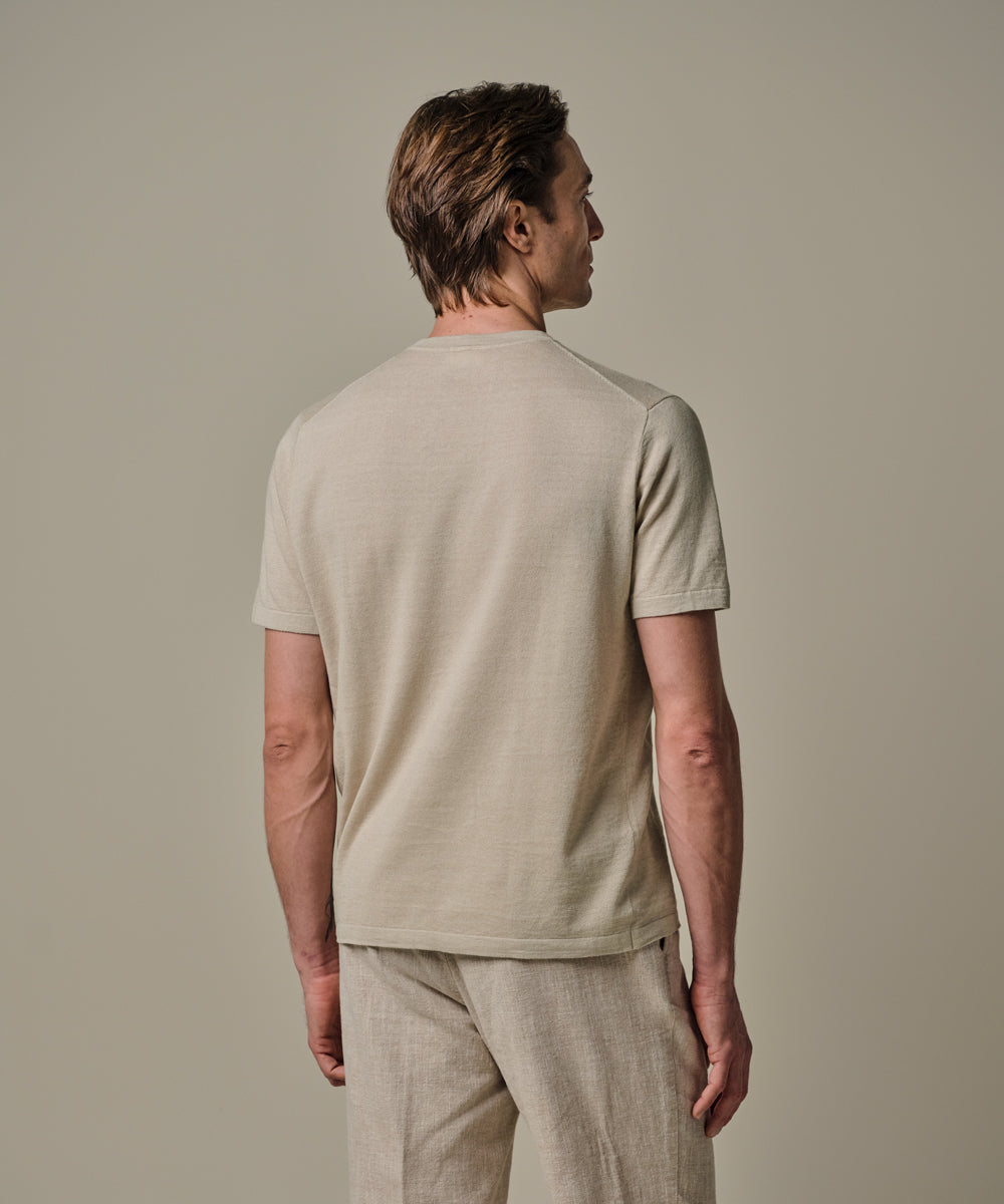 Beige linnen katoenen T-shirt