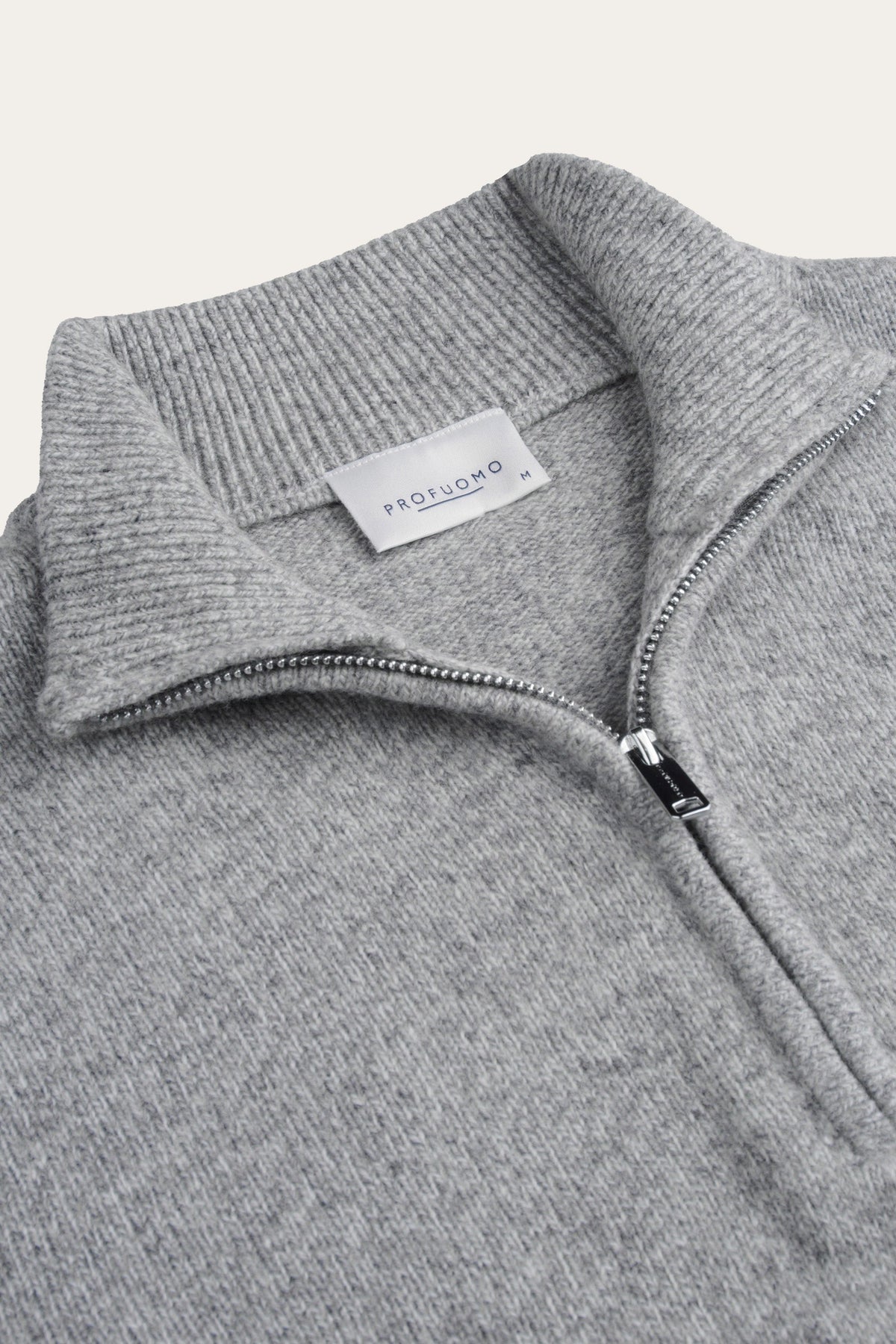 Grijze two-tone wollen half zip