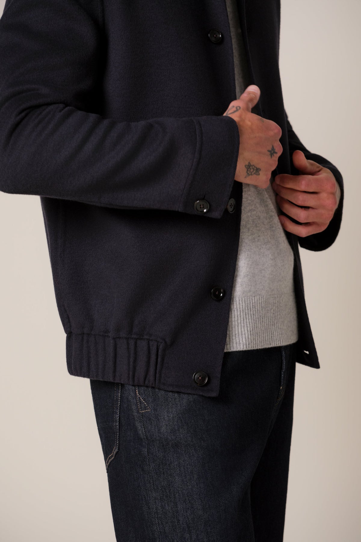 Navy wollen single layer bomber