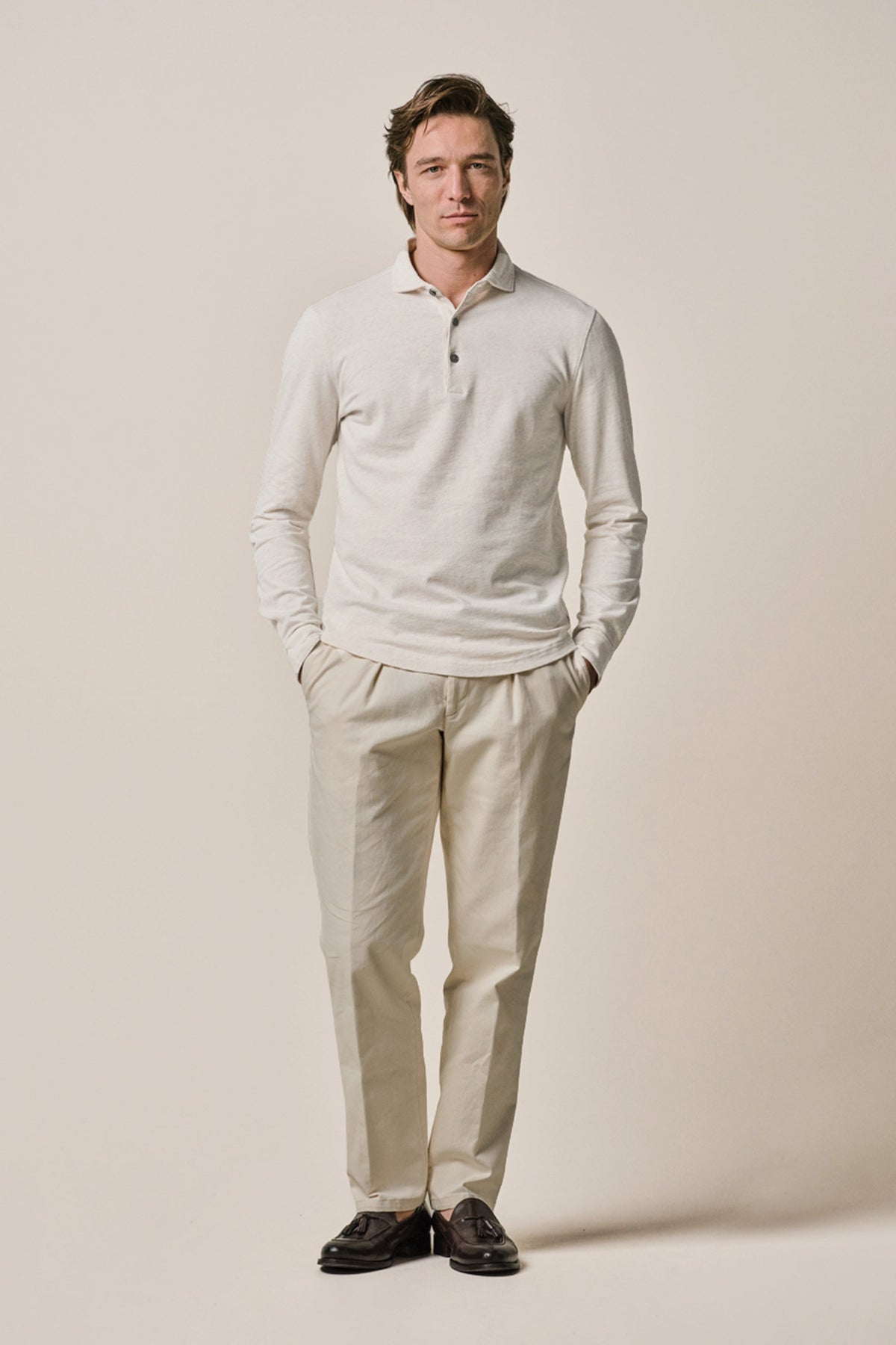 Beige single jersey polo