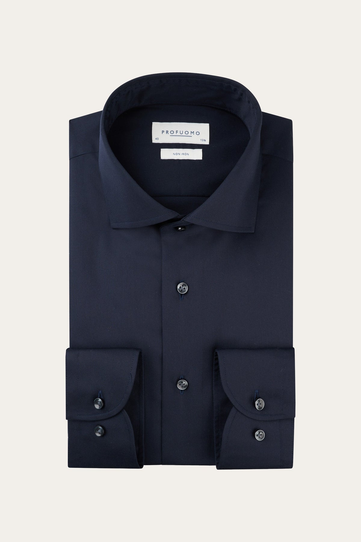Navy two-ply twill overhemd Extra LM