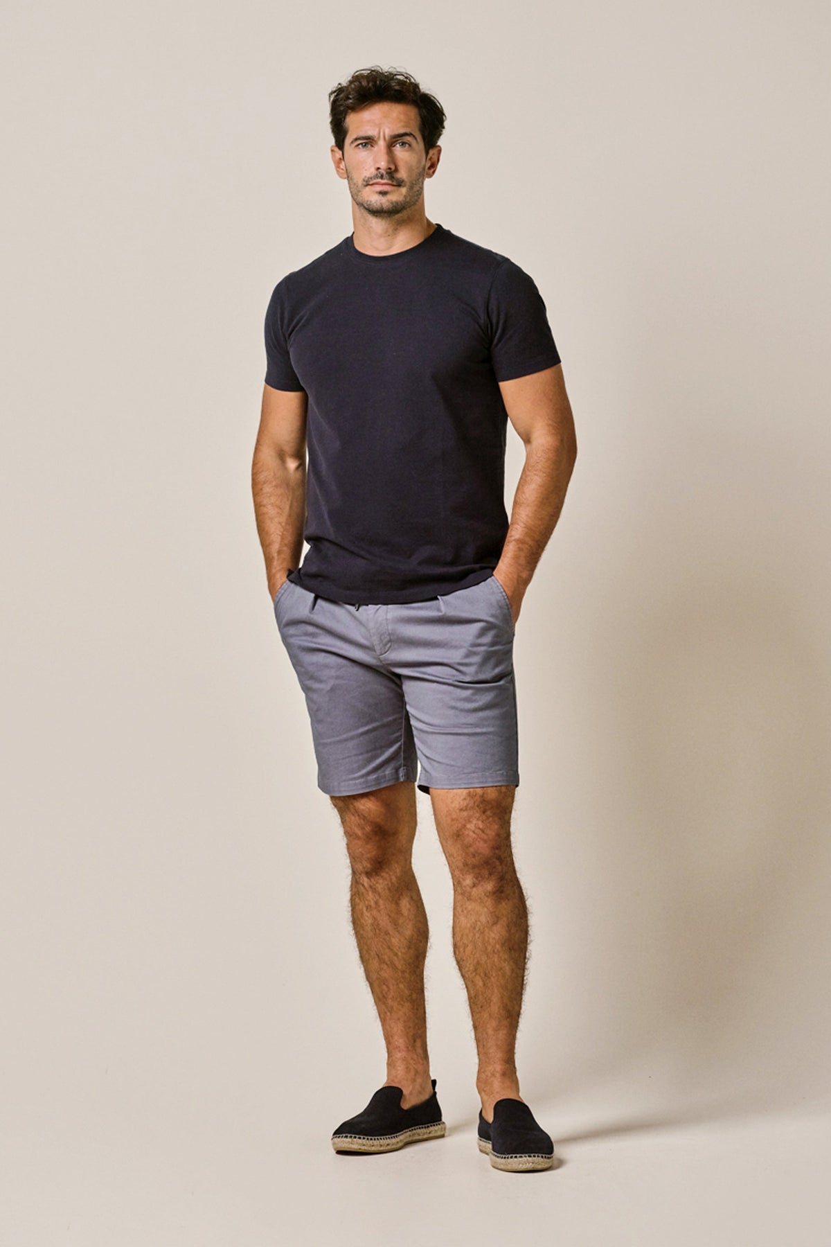 Navy stretch piqué T-shirt