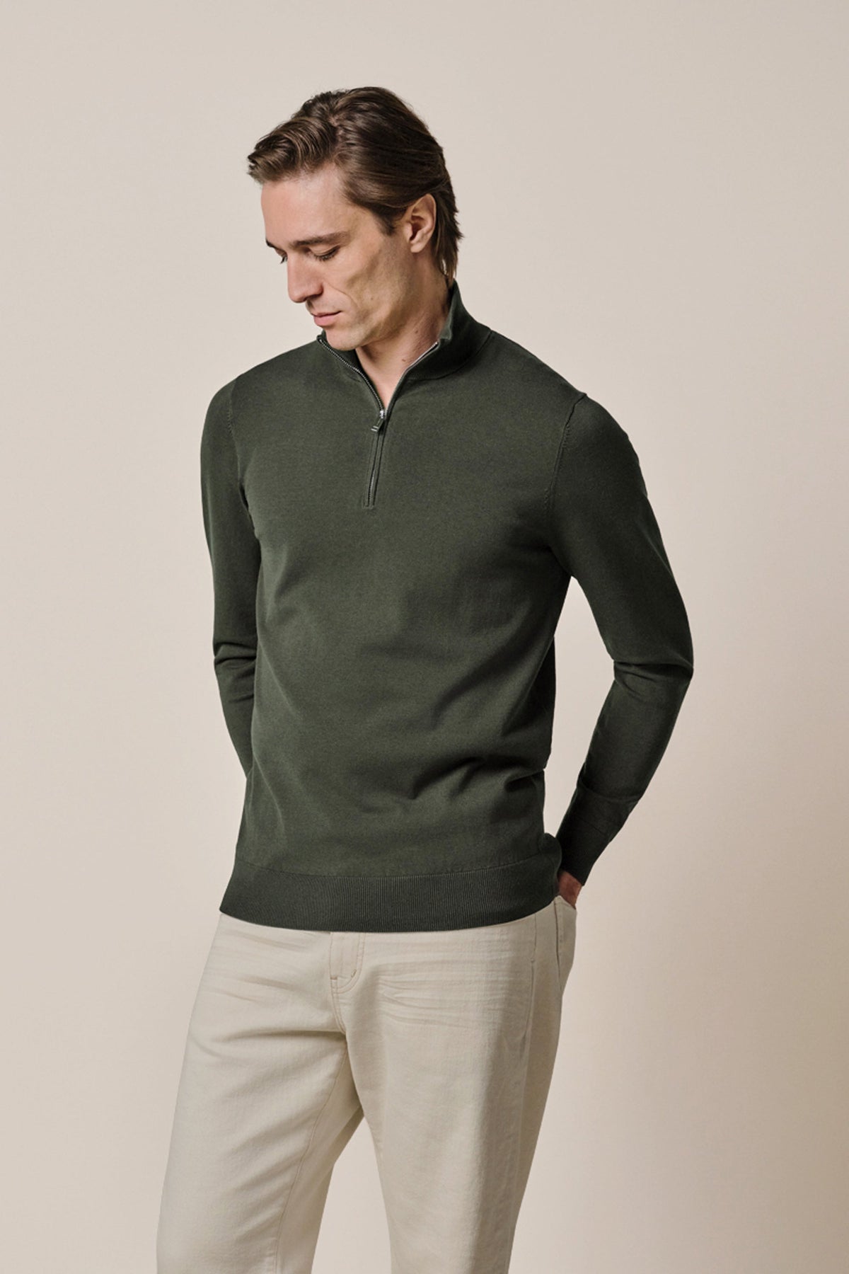 Groene Luxury Basic half zip