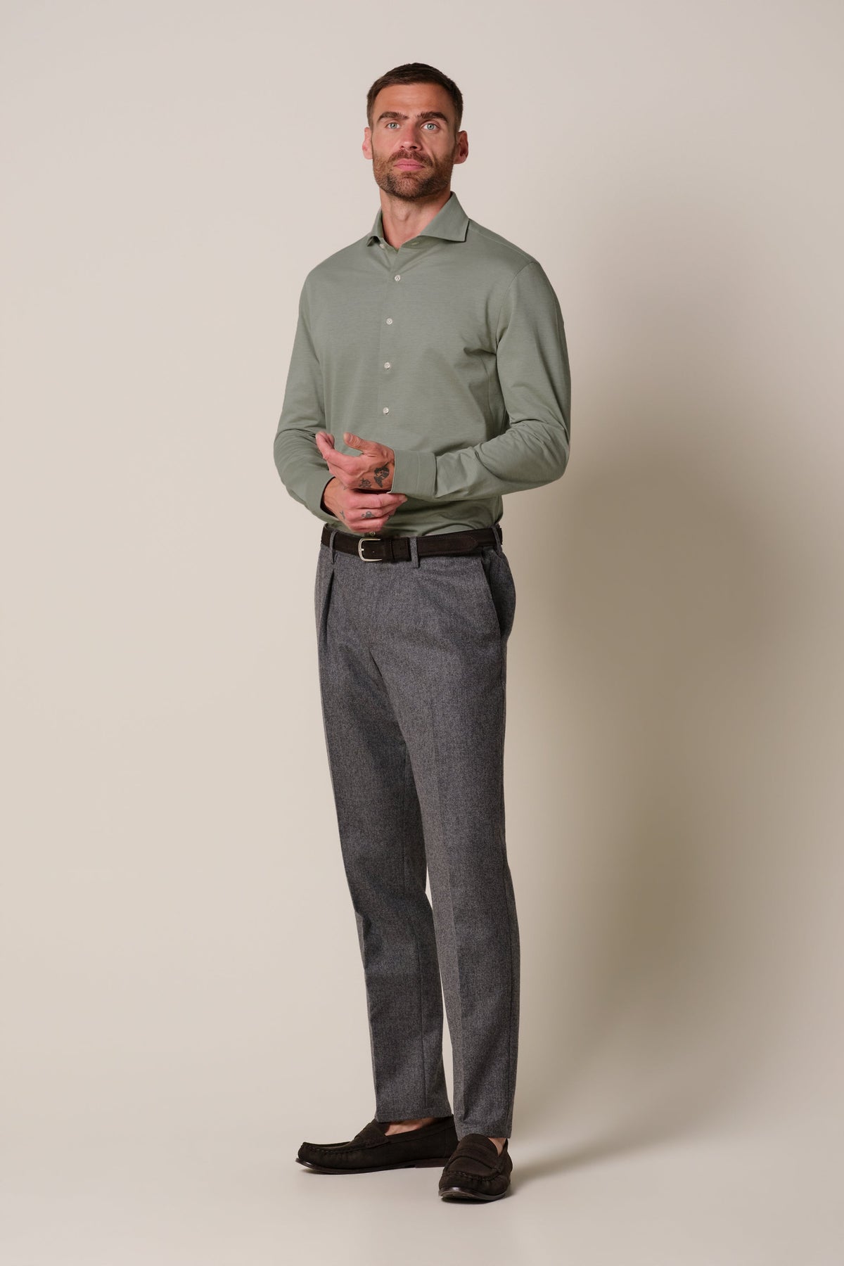 Groen Japanese knitted overhemd