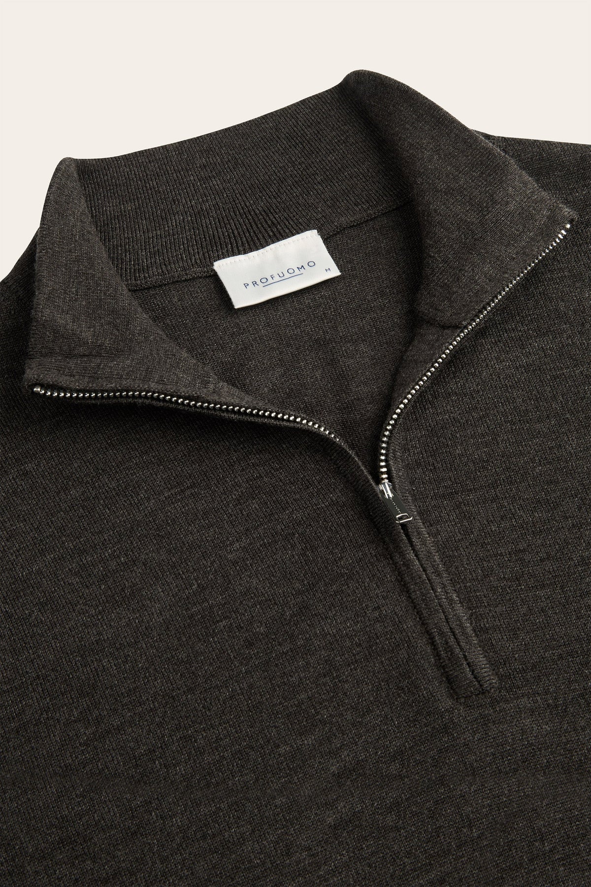Donkerbruine merino half zip