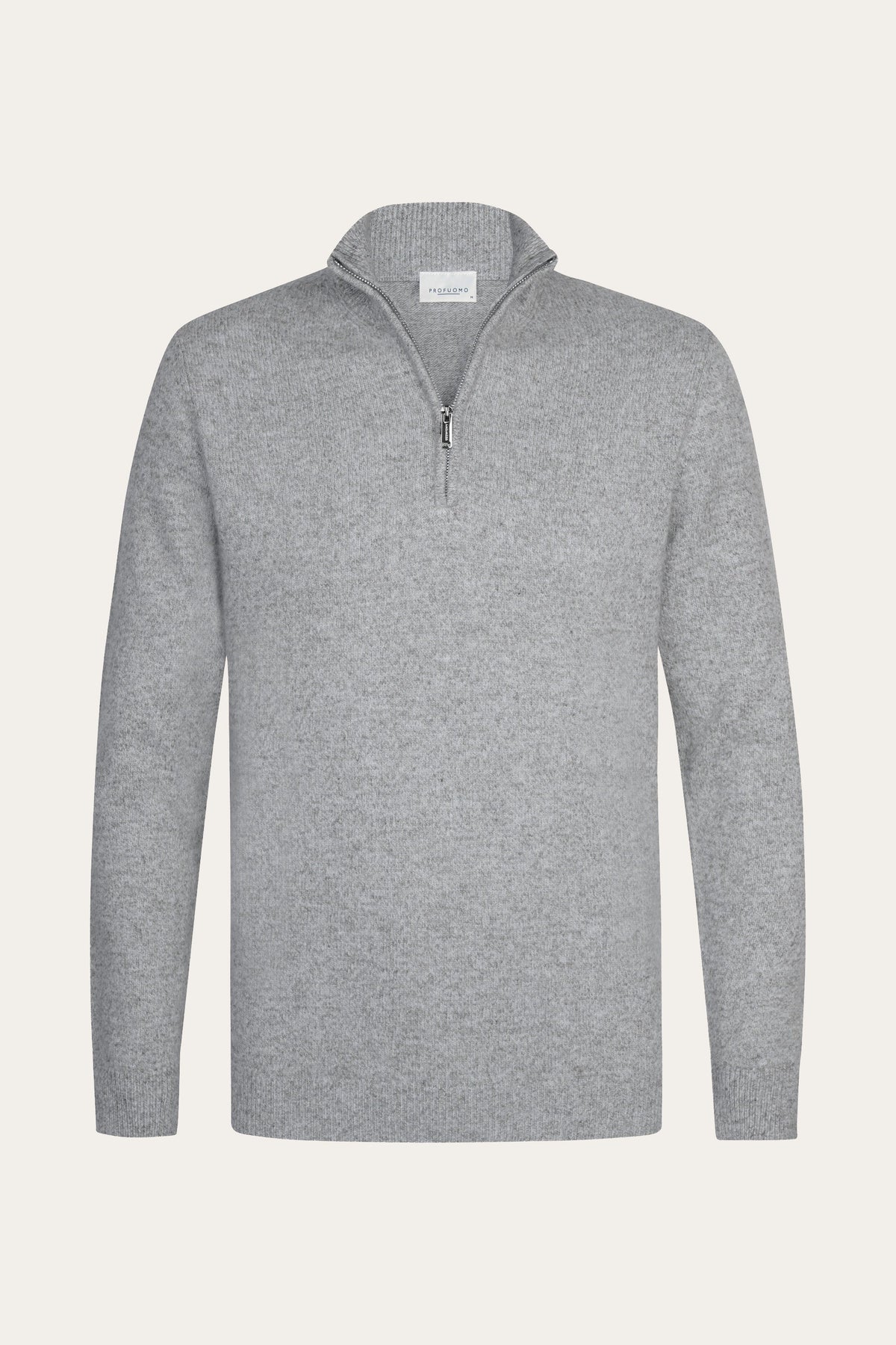 Grijze two-tone wollen half zip