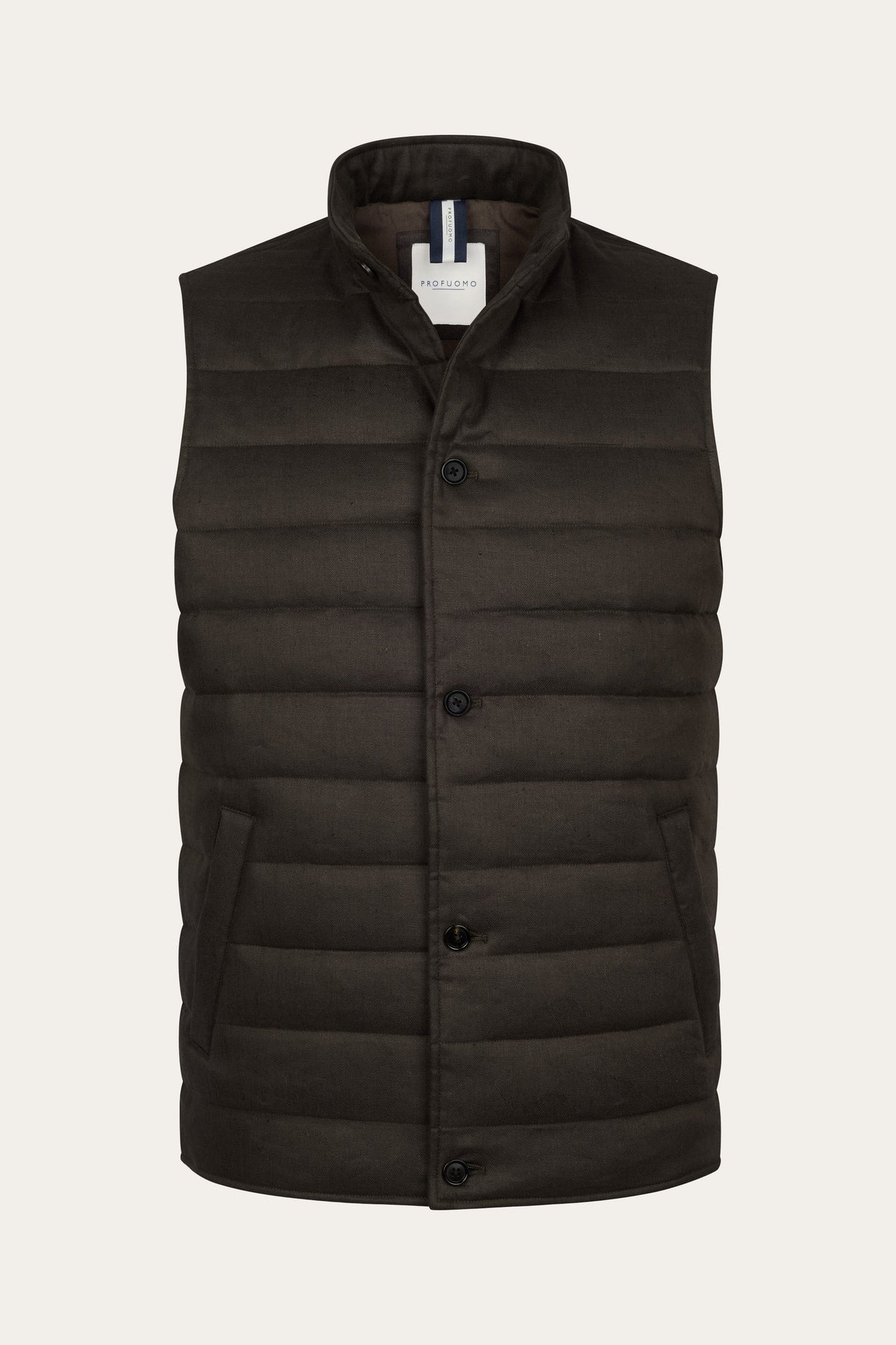 Donkerbruine linnen-katoen bodywarmer