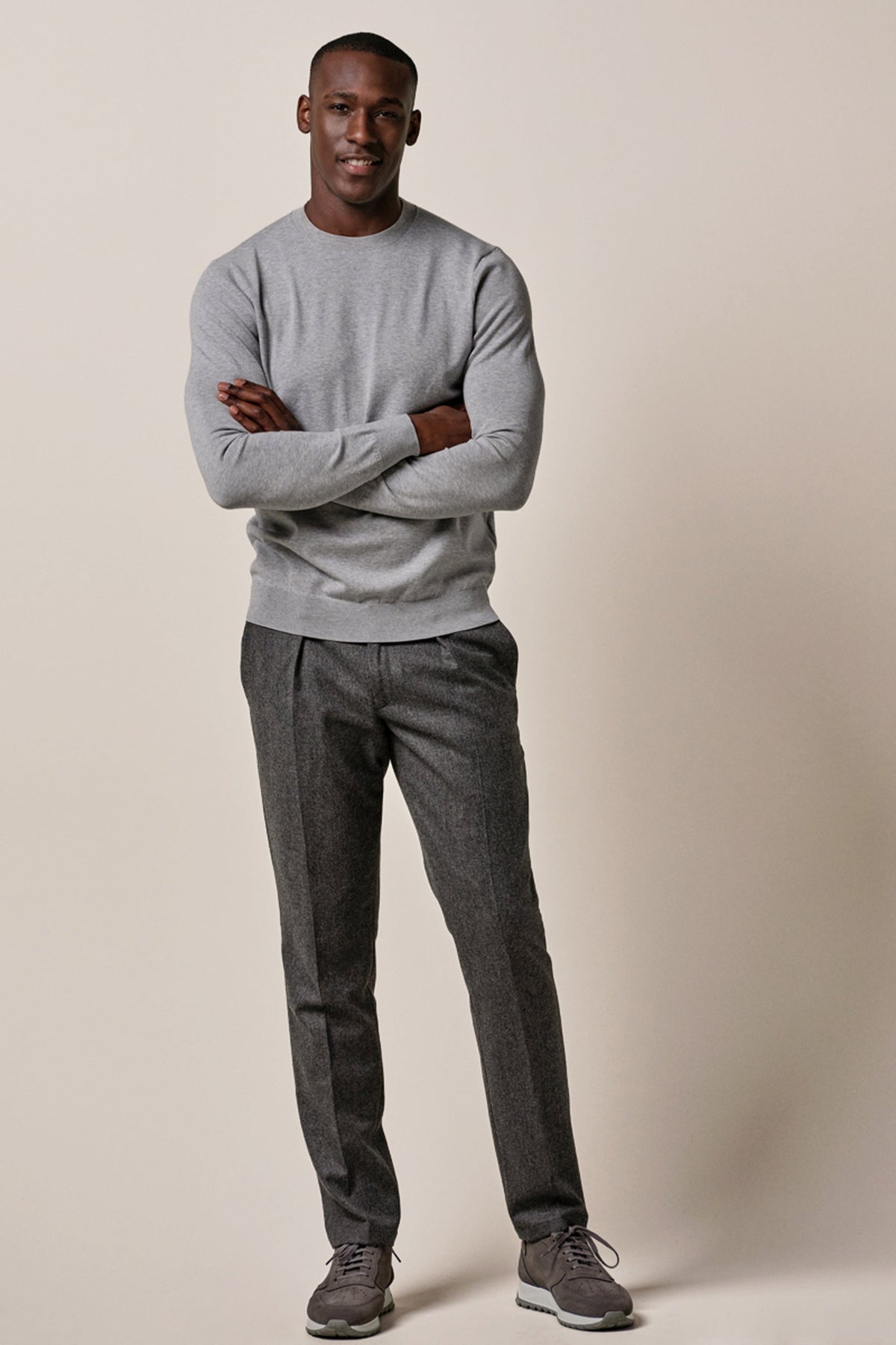 Grijze Luxury Basic crewneck