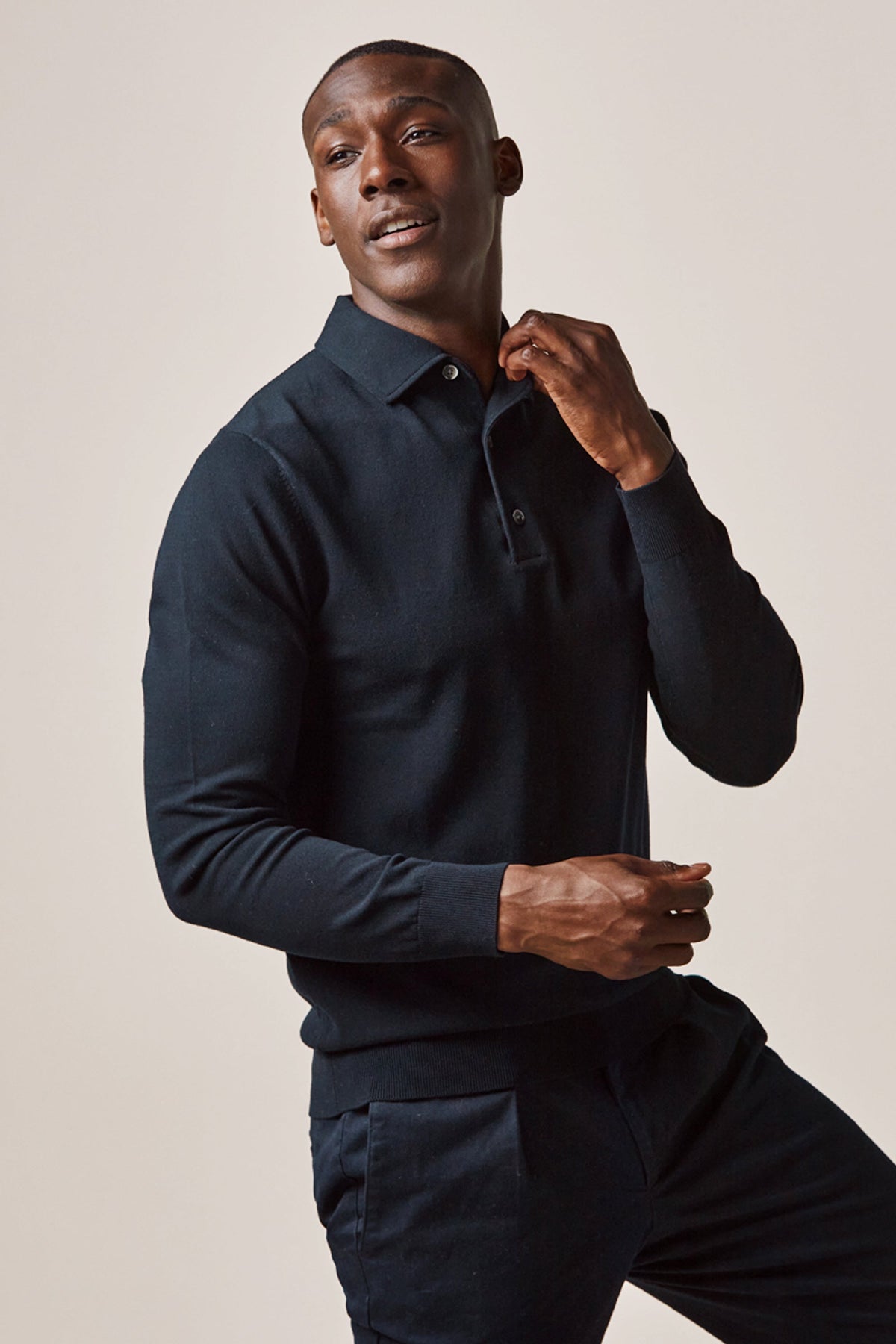 Navy Luxury Basic one piece polo