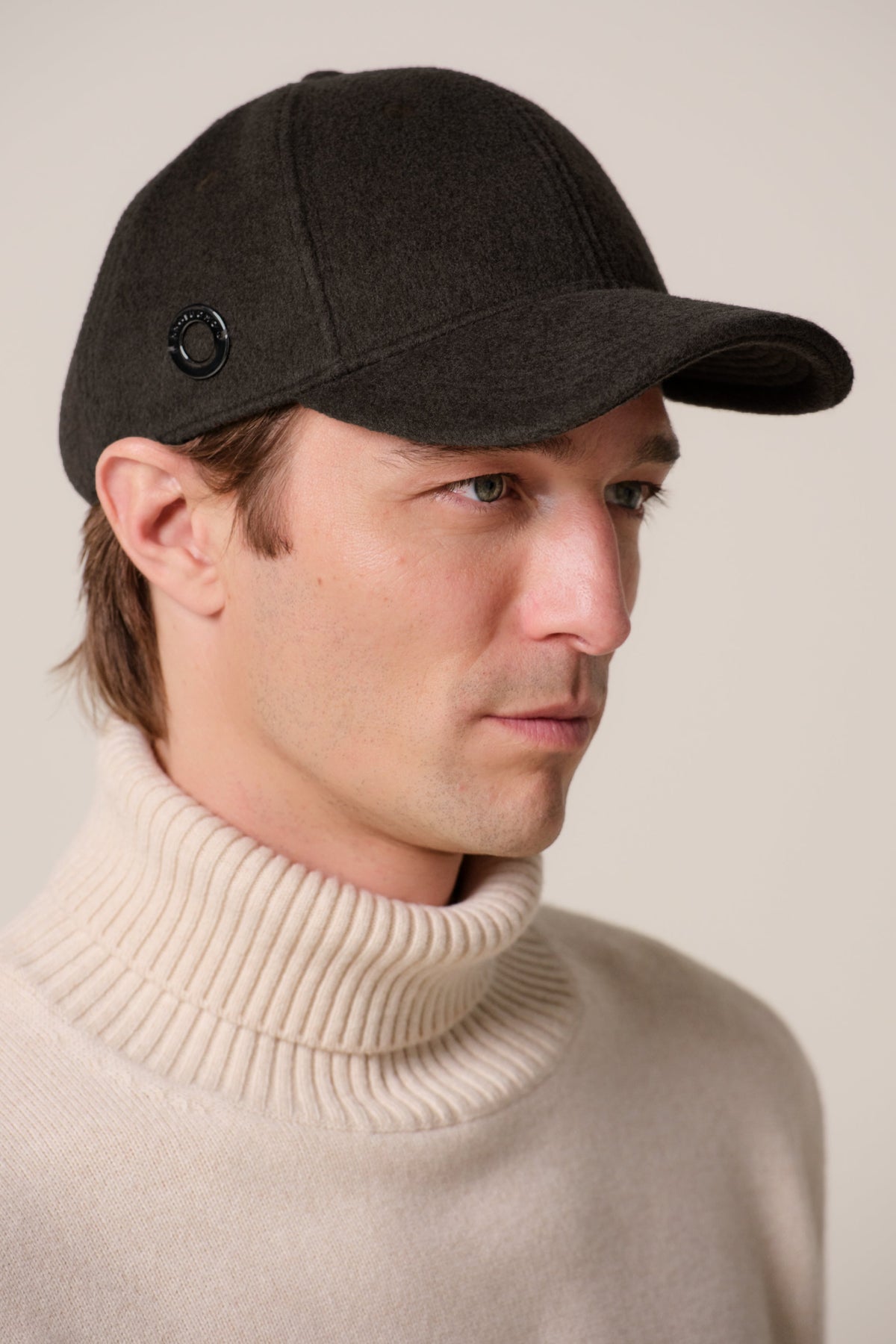 Donkerbruine wollen baseball cap