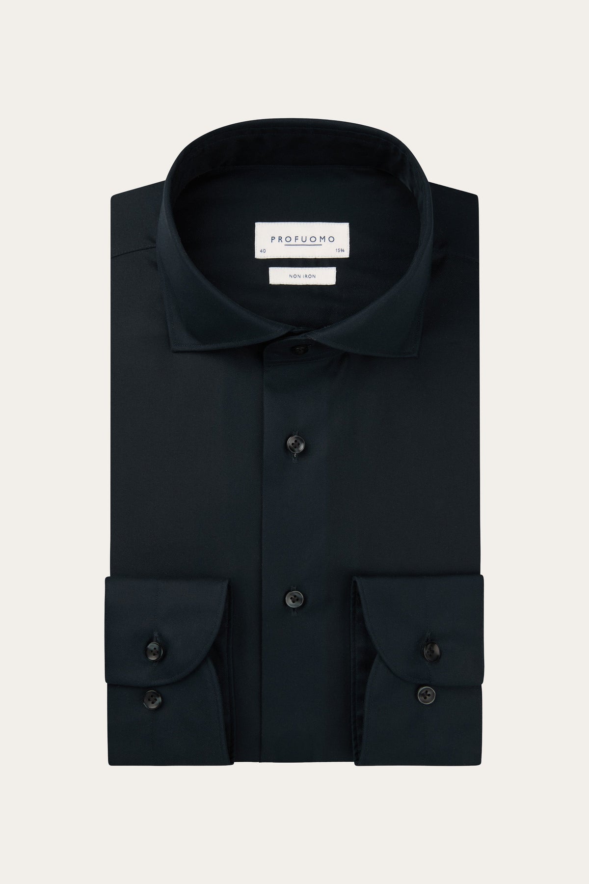 Navy two-ply twill overhemd