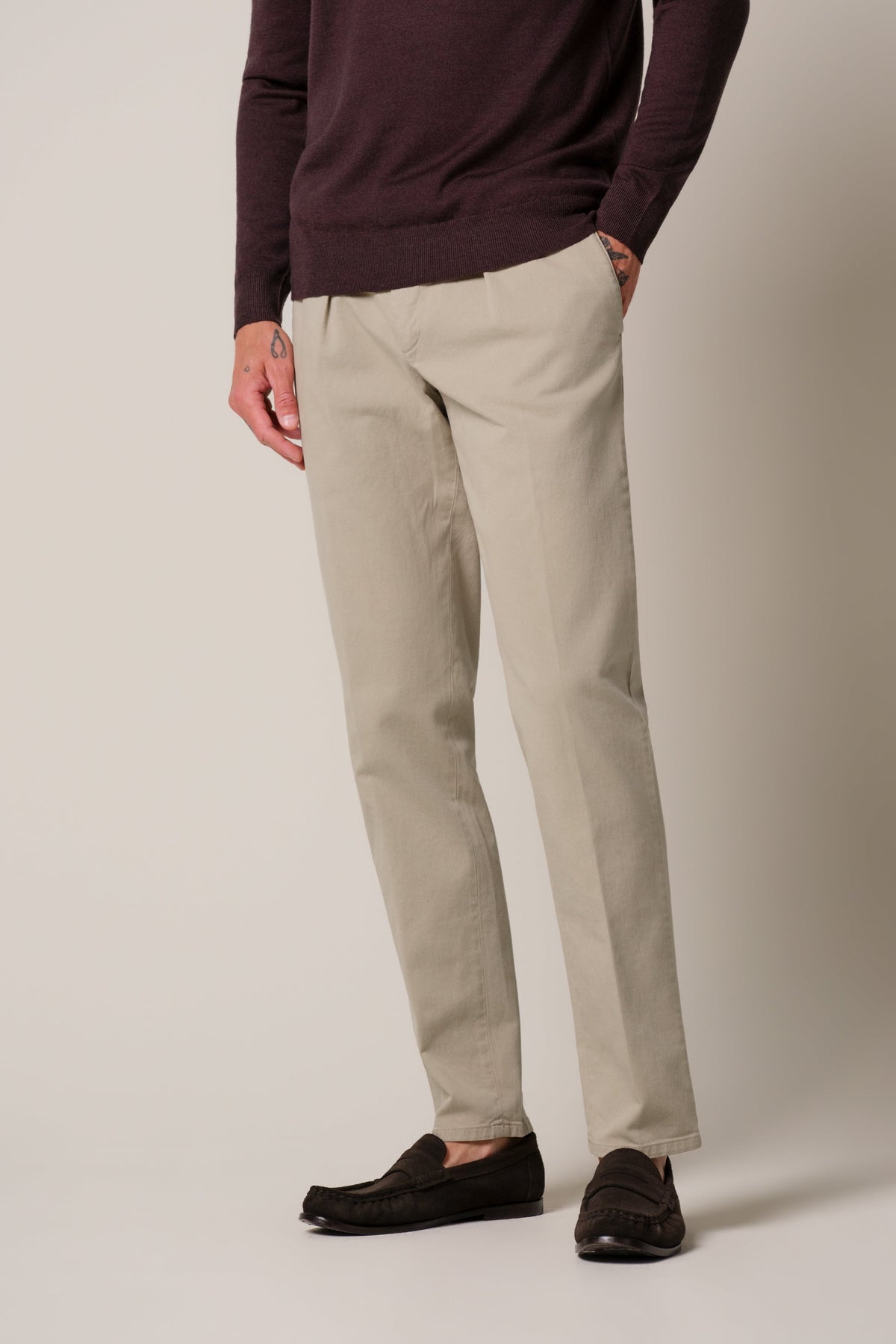 Lichtbeige stretch twill chino