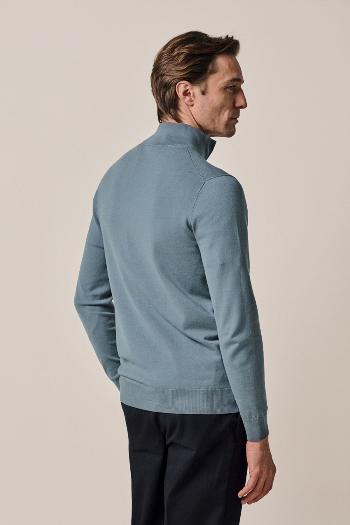 Grijsblauwe Luxury Basic half zip