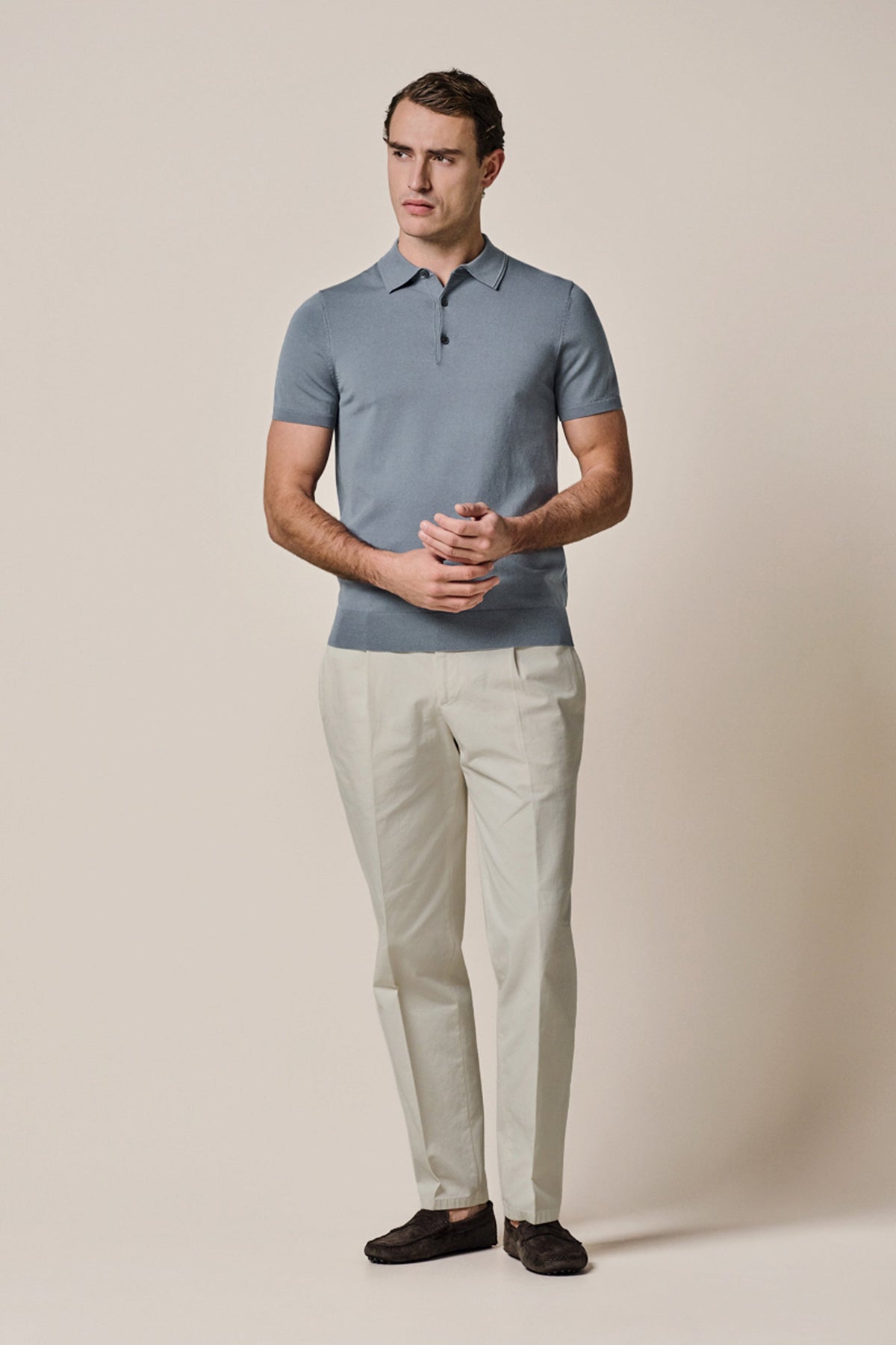 Grijsblauwe Luxury Basic polo