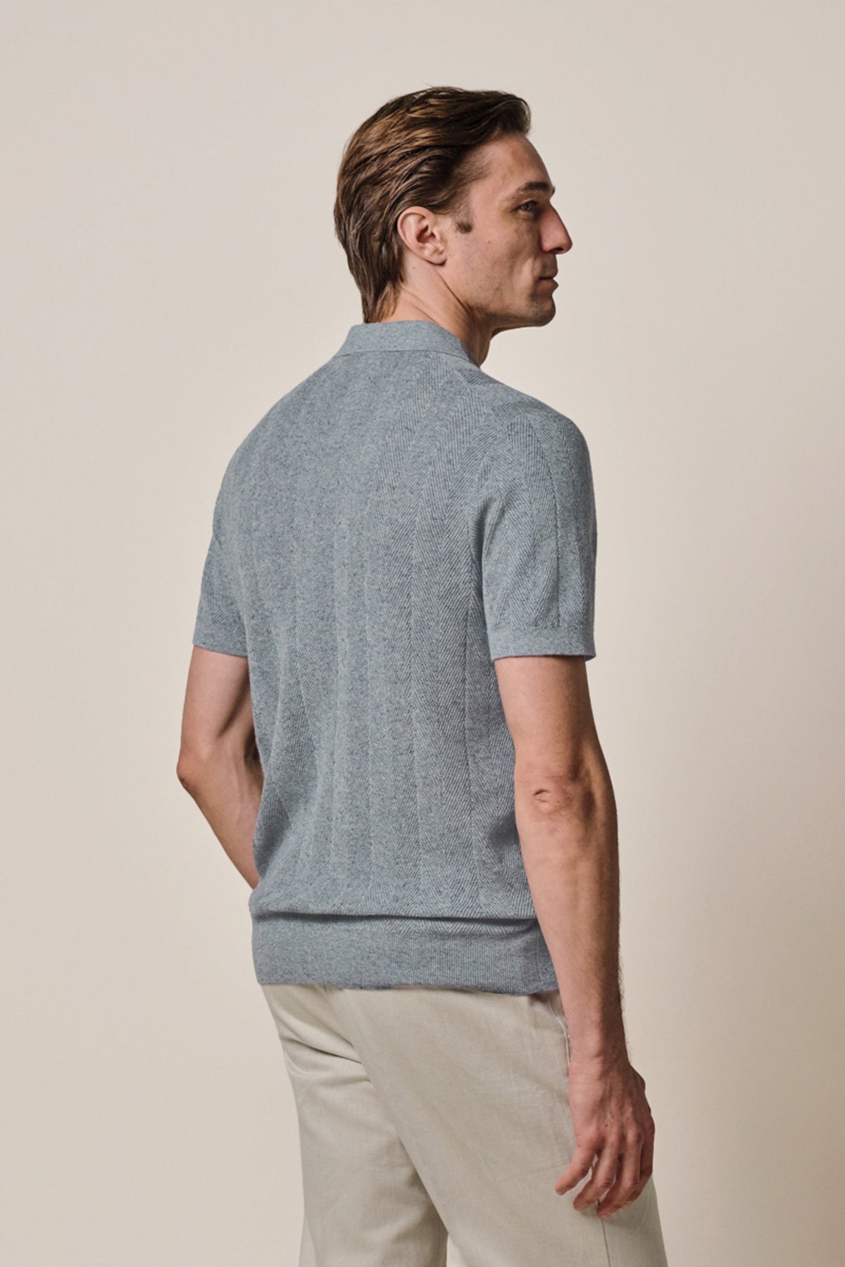 Blauwe visgraat polo