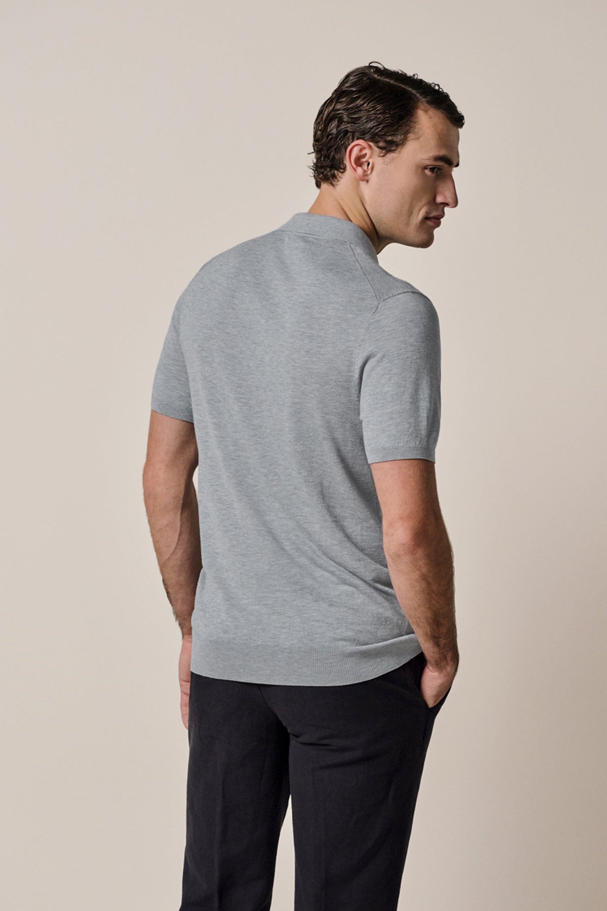 Blauwe Luxury Basic open kraag polo