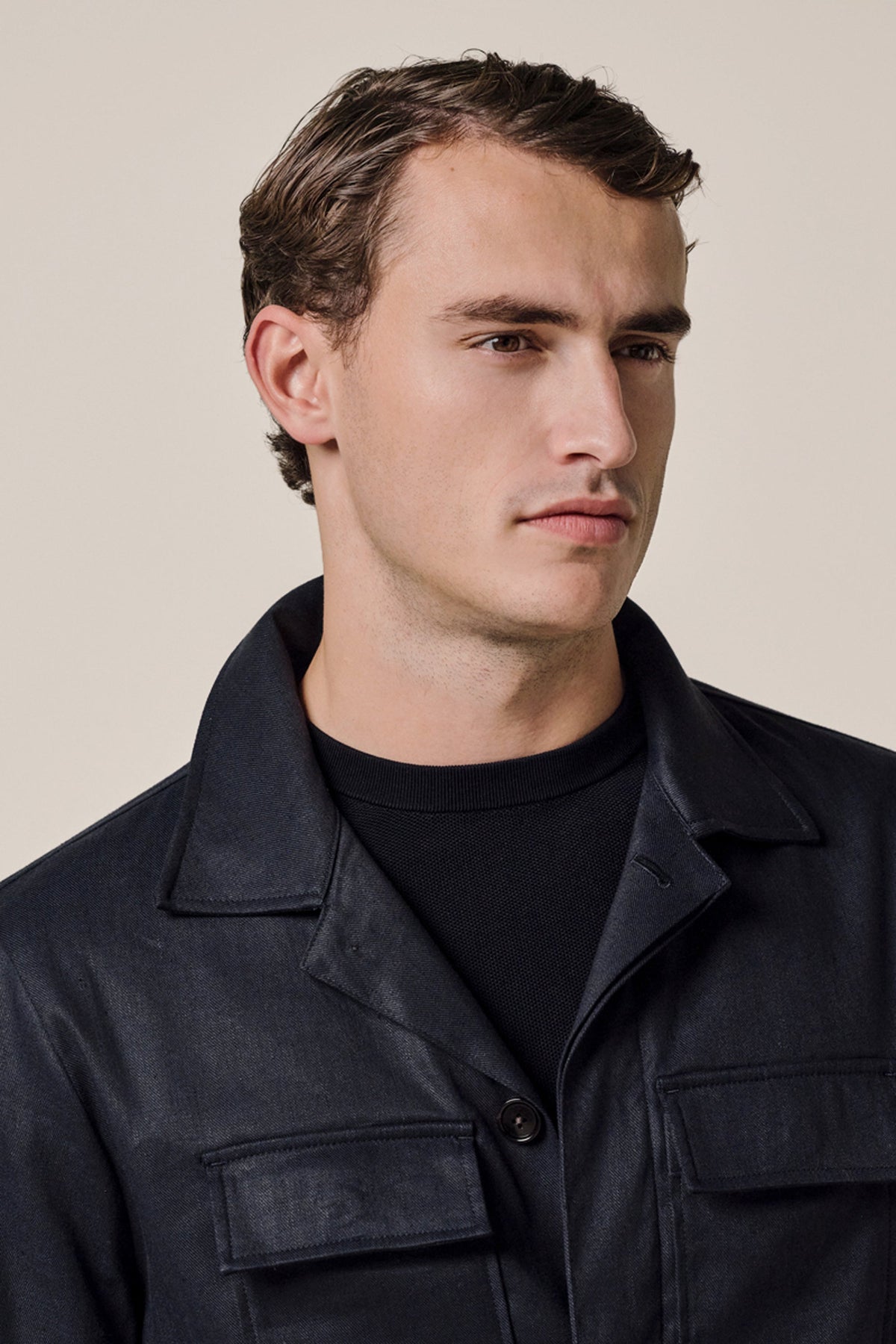Navy linnen-katoen overshirt