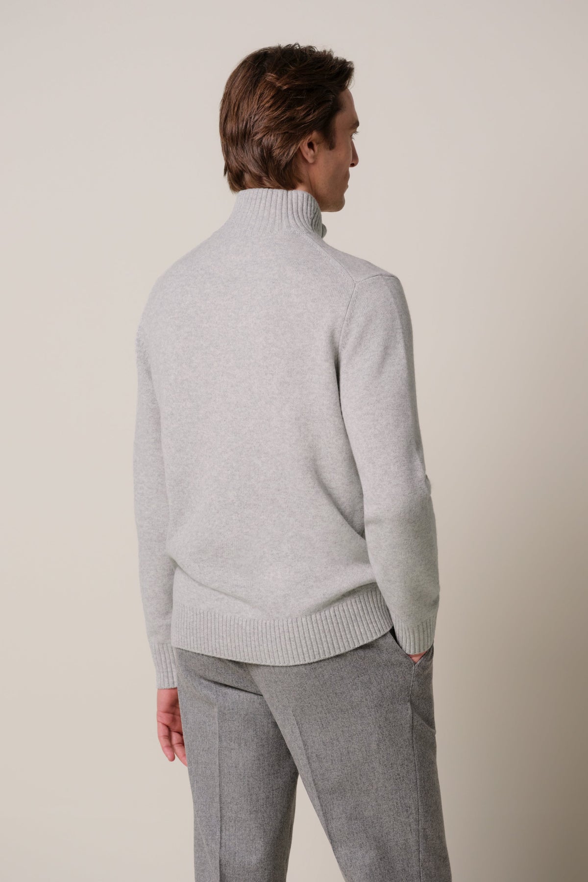 Grijze soft wollen half zip